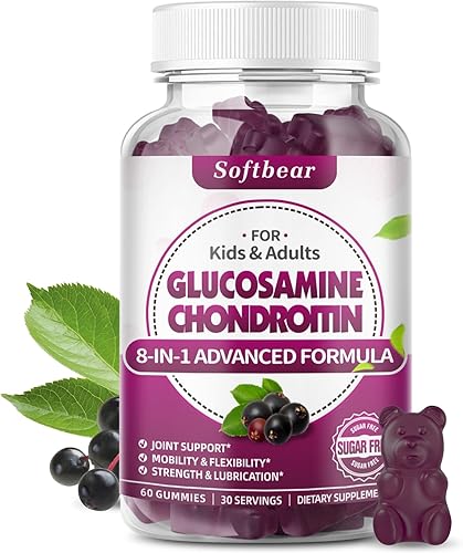 Miniatura 1 de softbear Gomitas de glucosamina condroitina, glucosamina condroitina MSM sin azúcar con suplemento de cúrcuma de saúco antioxidante para