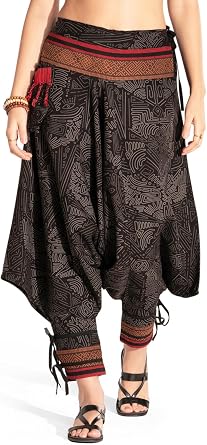 Womens Printed Summer Harem Pants, Cotton Boho Hippie Casusal Oversized Palazzo Joggers for Women