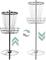 Patiassy Disc Golf Basket: 24/12 Heavy Duty Chains, Adjustable 52-74" Height, Portable Target with Ground Stake for Backyard Practice