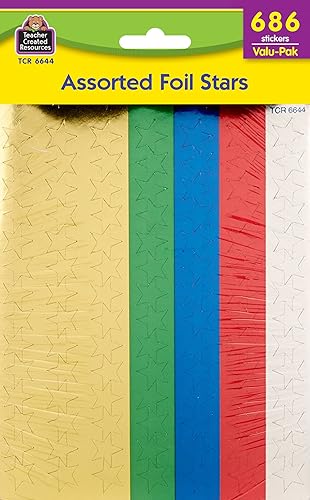 Miniatura 2 de Teacher Created Resources Pegatinas de estrellas de papel de aluminio surtido Valu-Pak (6644), rojo, azul, oro, verde, plata