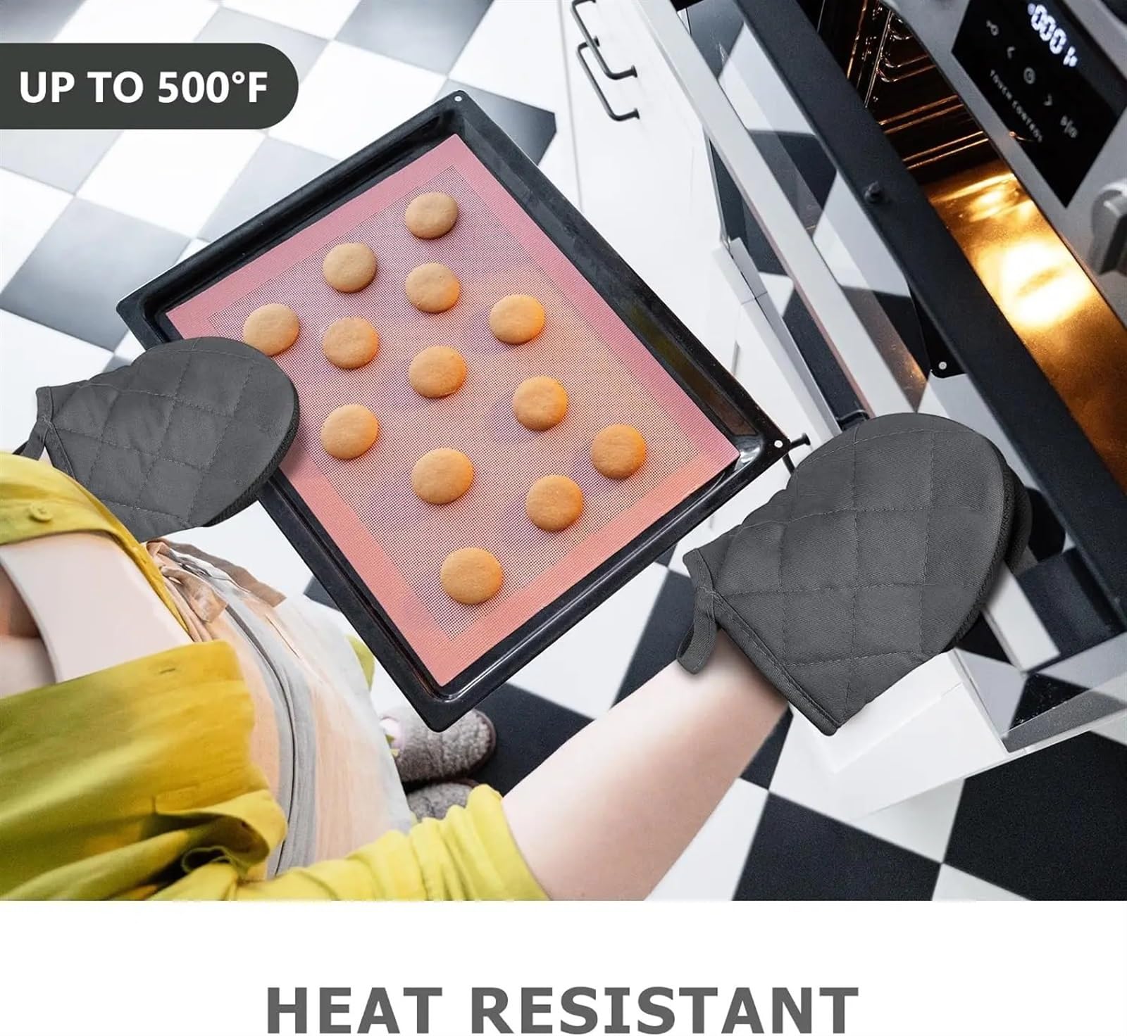 MRKU Gants de Cuisine en Silicone Court, résistants à la Chaleur, 1 Paire.