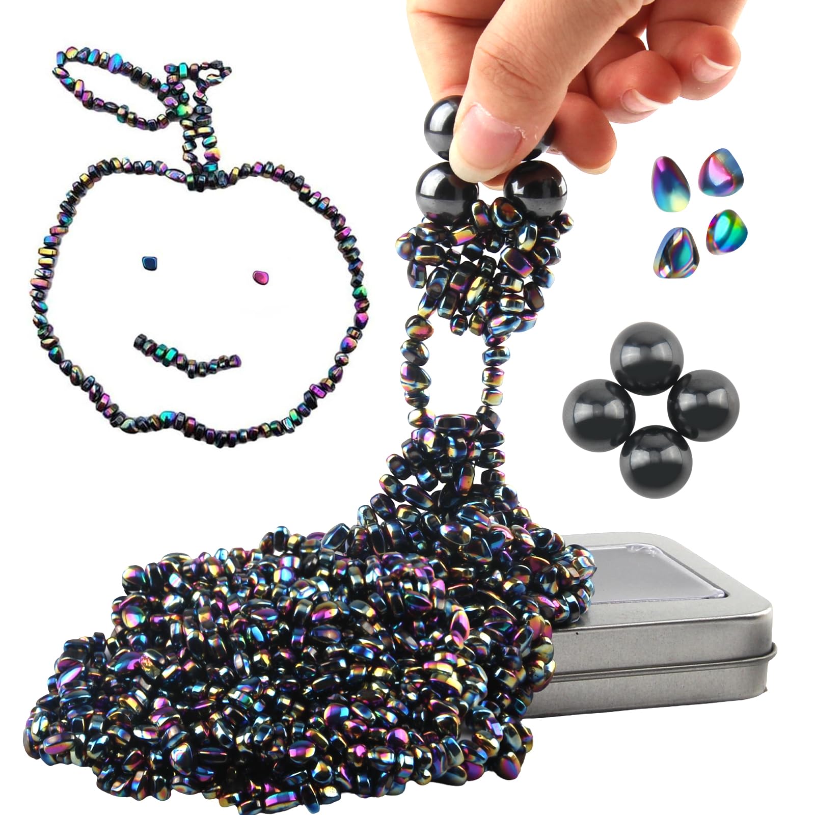 600+ Imanes Piedras de Colores Descompresión Magnetic Balls Imanes 4 Grandes Bolas Magnéticas Coloridas con Caja de Hierro Piedras Magnéticas para Ansiedad Pasatiempo Novedades Regalos