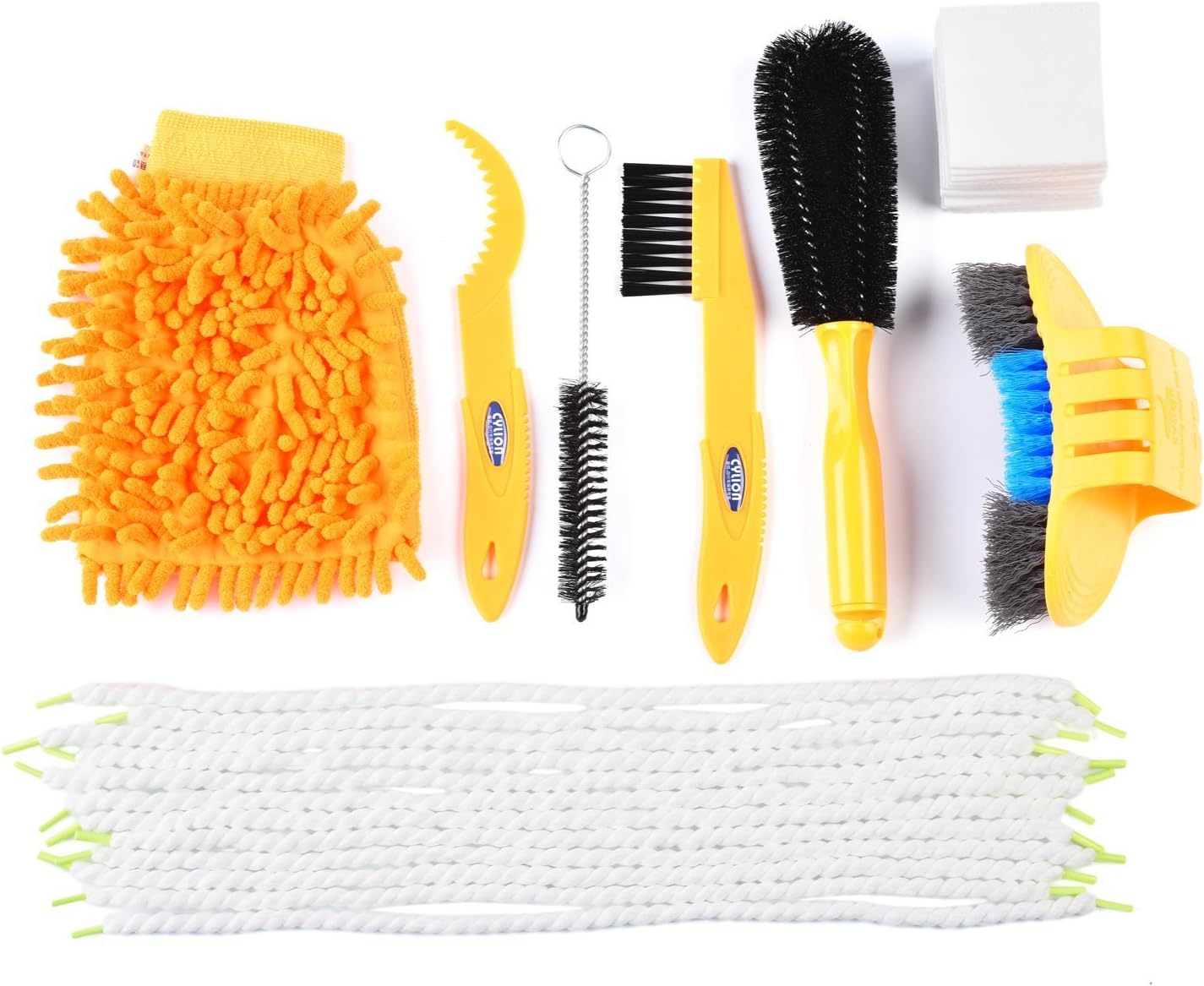 SehrGo Bike Cleaning Brush Tool Kit Set with Gear Floss Microfiber Cleaning Rope and Tissue, Multi Function Bike Chain Cleaning Tool Suitable for All Bikes