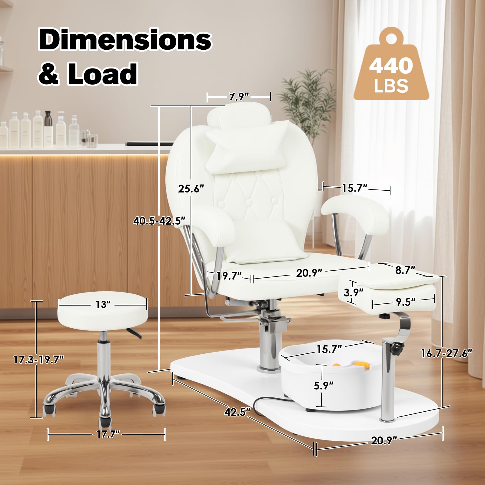 Amazon.com: HolaiNail Pedicure Chair No Plumbing with Stool & Foot
