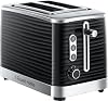 Russell Hobbs Inspire 2 Slice Toaster (Extra wide slots, High lift feature, 6 Browning levels, Frozen/Cancel/Reheat function with Blue LED illumination, 1050W, Black textured high gloss) 24371