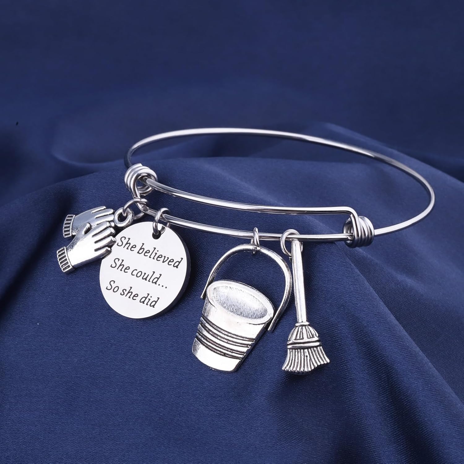 FAADBUK Home Cleaner Gift House Keeper Appreciation Gift Cleaning Lady Charm Bracelet for Her image 4