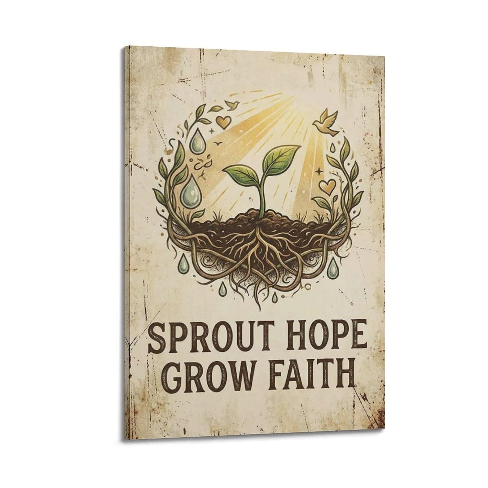OKAHYS Seedling Botanical Vintage Poster Hope Grow Classic Modern Decorative Canvas Prints - Ideal Wall Art for Family, Man Cave, Game Room, Boys & Girls Bedroom 24x36inch