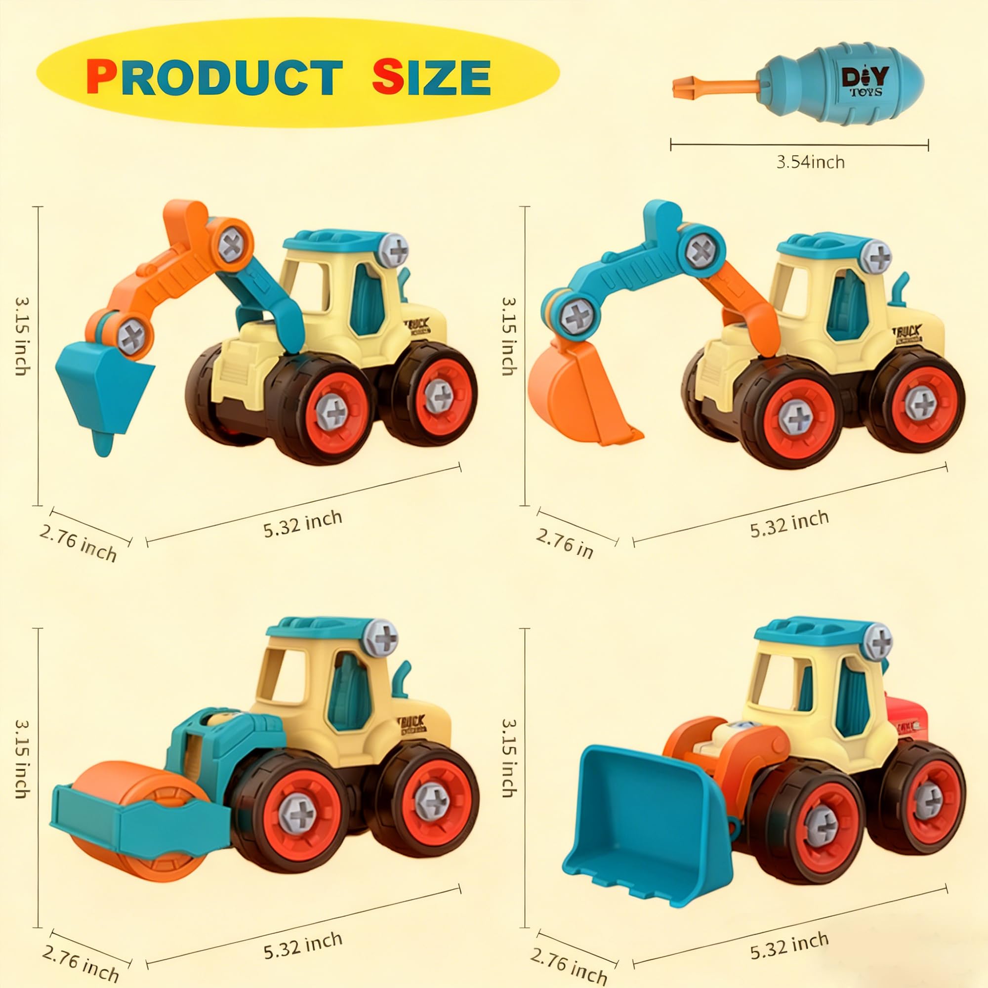 LilyBeauty Take Apart Toy Construction Truck, STEM Learning Engineering Building Kit for Kids Ages 3-7 - Image 2