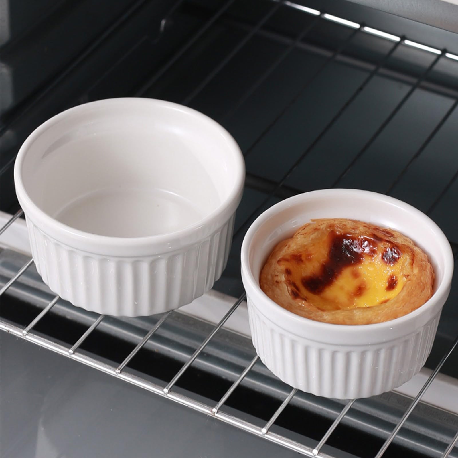 Ceramic Baking Bowl 4 moldes de cerámica for ramequines, aptos for horno, for crème brûlée, pudín, natillas, soufflé, ramequines, salsas for mojar, pequeños de cerámica(4 oz)