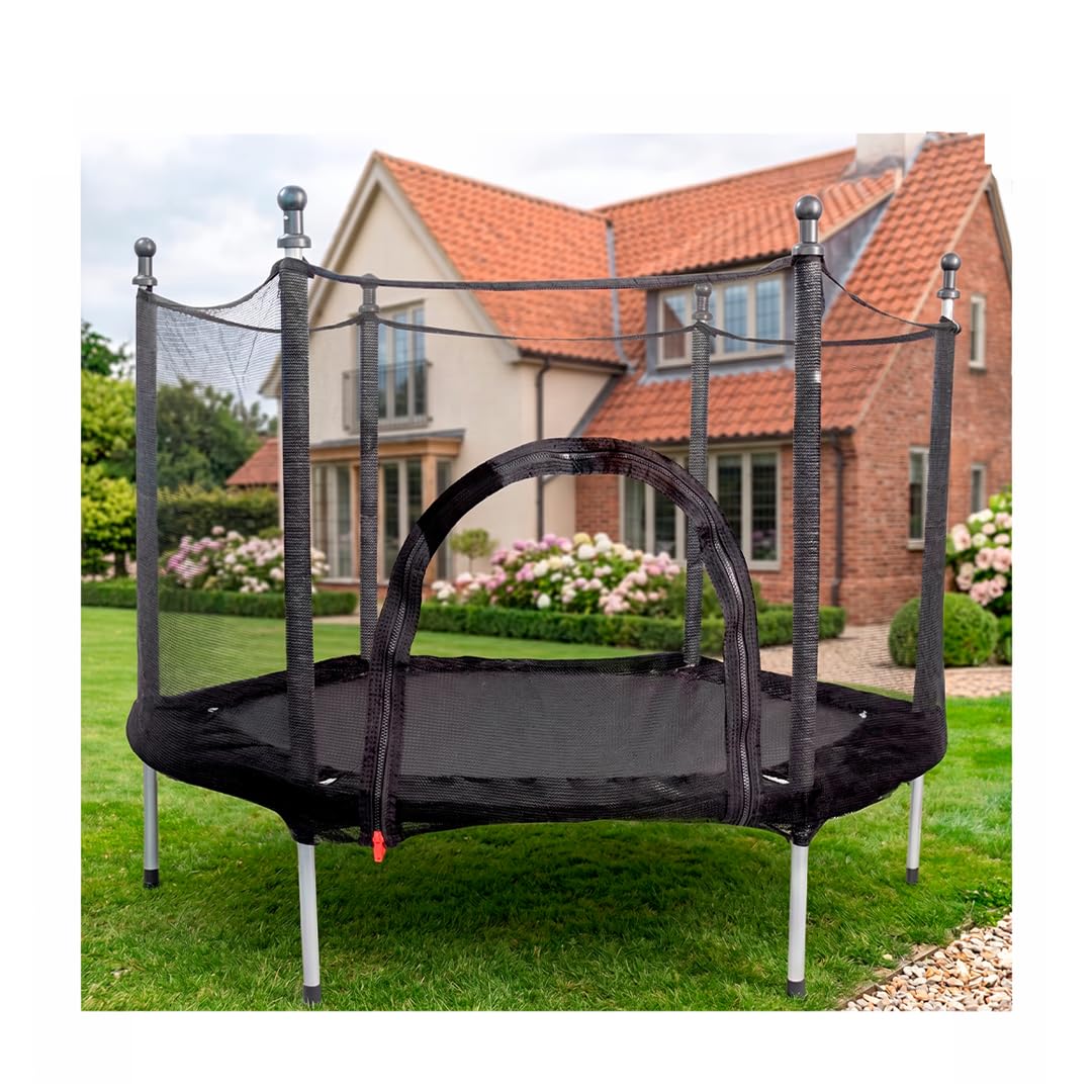 CUORY Trampolin para Niños Infantil con Red De Seguridad | Brincolín para Niños para Fiestas Interiores y Exteriores | Postes Protegidos Acolchados Cubiertos | Negro