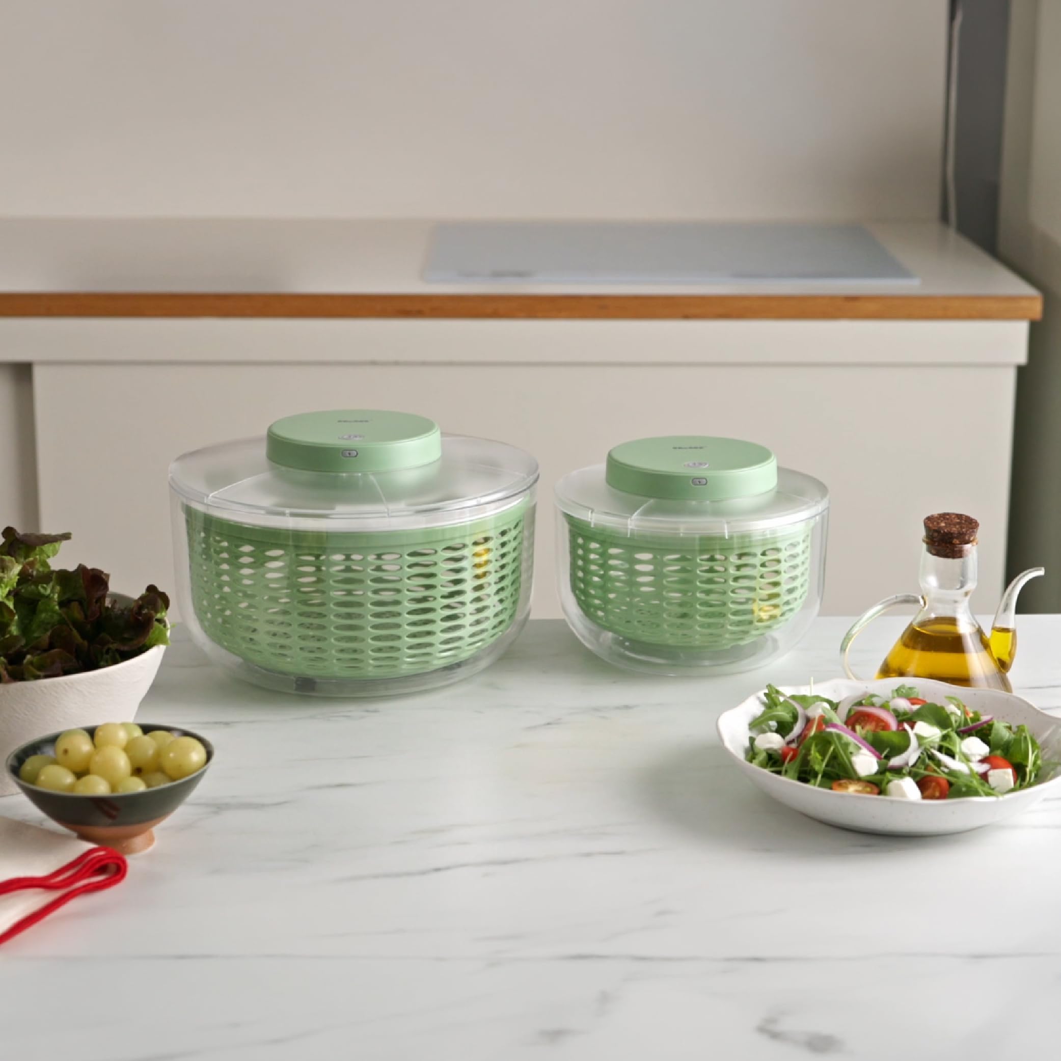IBILI - Centrifugadora Eléctrica Spin 2,80 Lt, Centrifugador eléctrico de ensalada y verduras, recargable por USB, secado rápido