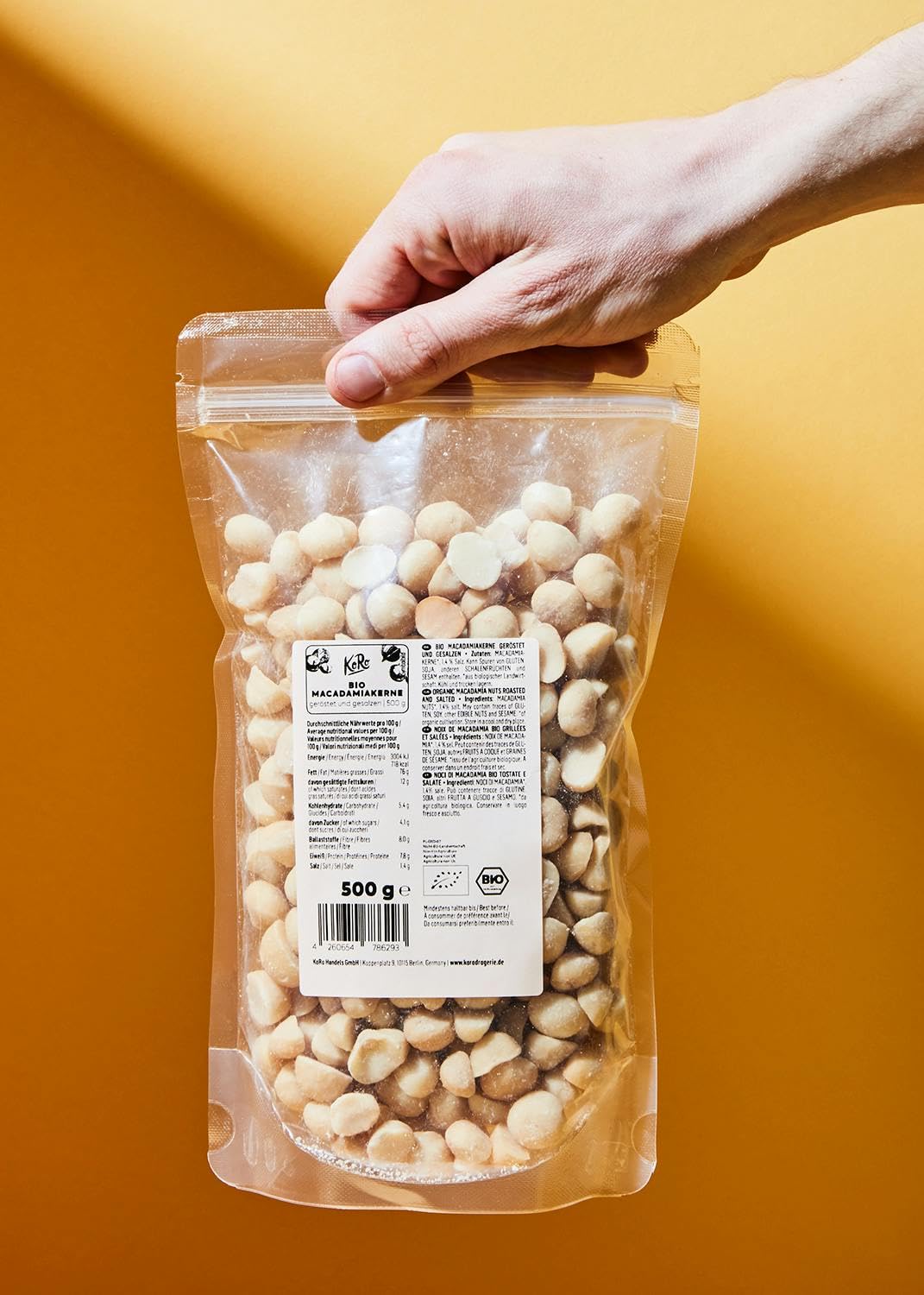 KoRo - Macadamia grillées et salées bio 500 g