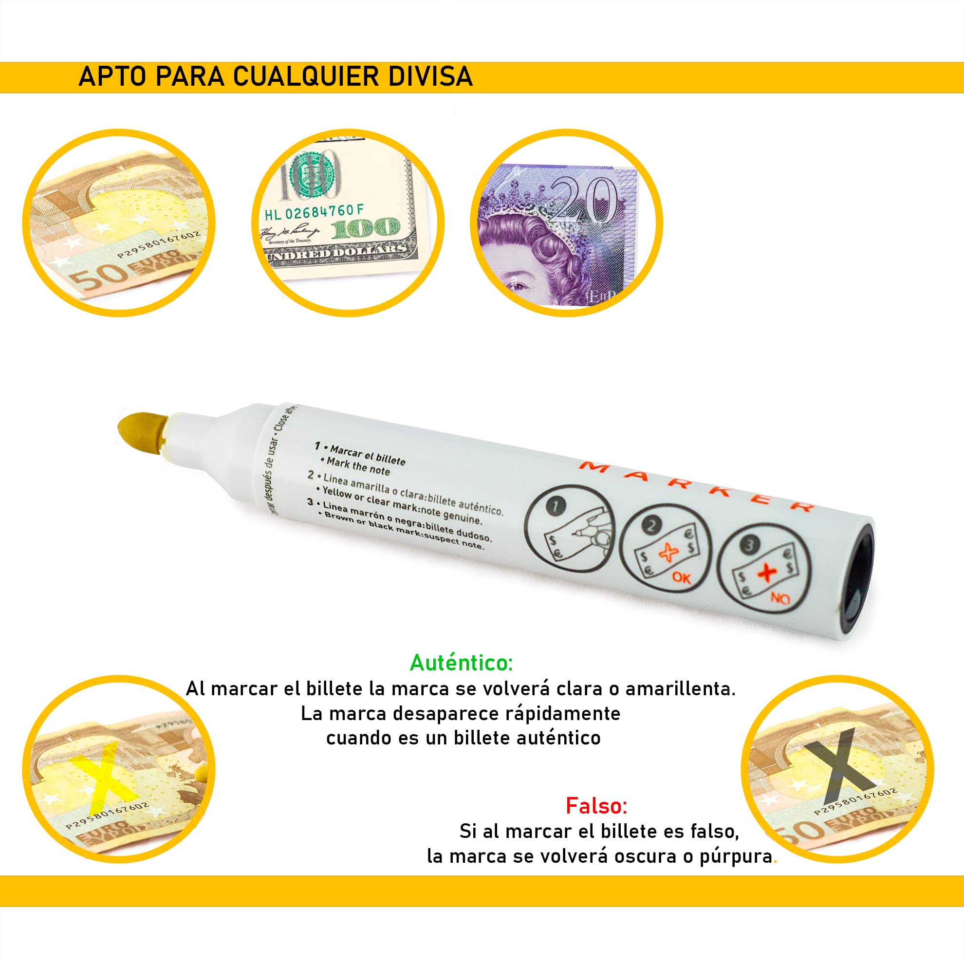 Penna Rilevatore Banconote False Safescan - Set Da 20 Penne Per Controllo Rapido - Foto 6