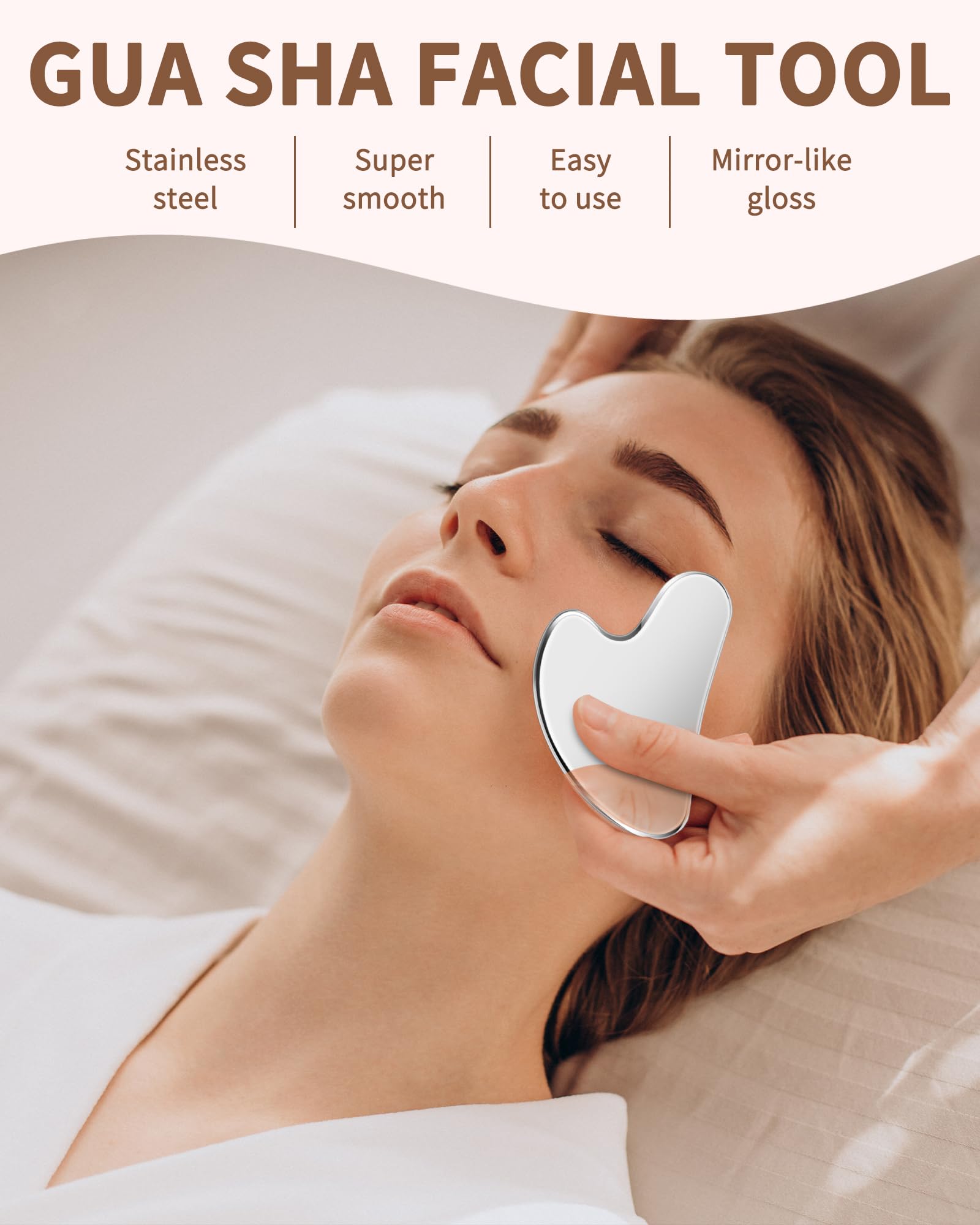 VGY Stainless Steel Gua Sha Facial Tools, Tighten Skin Massage Guasha Beauty Tool for Face Body Eyes Neck Massager 2