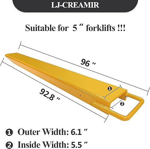 Miniatura 2 de LJ9655 - Extensiones de horquilla para carretilla elevadora de 96 x 5.5 pulgadas para carretillas elevadoras y cargadoras, extensiones de carretilla
