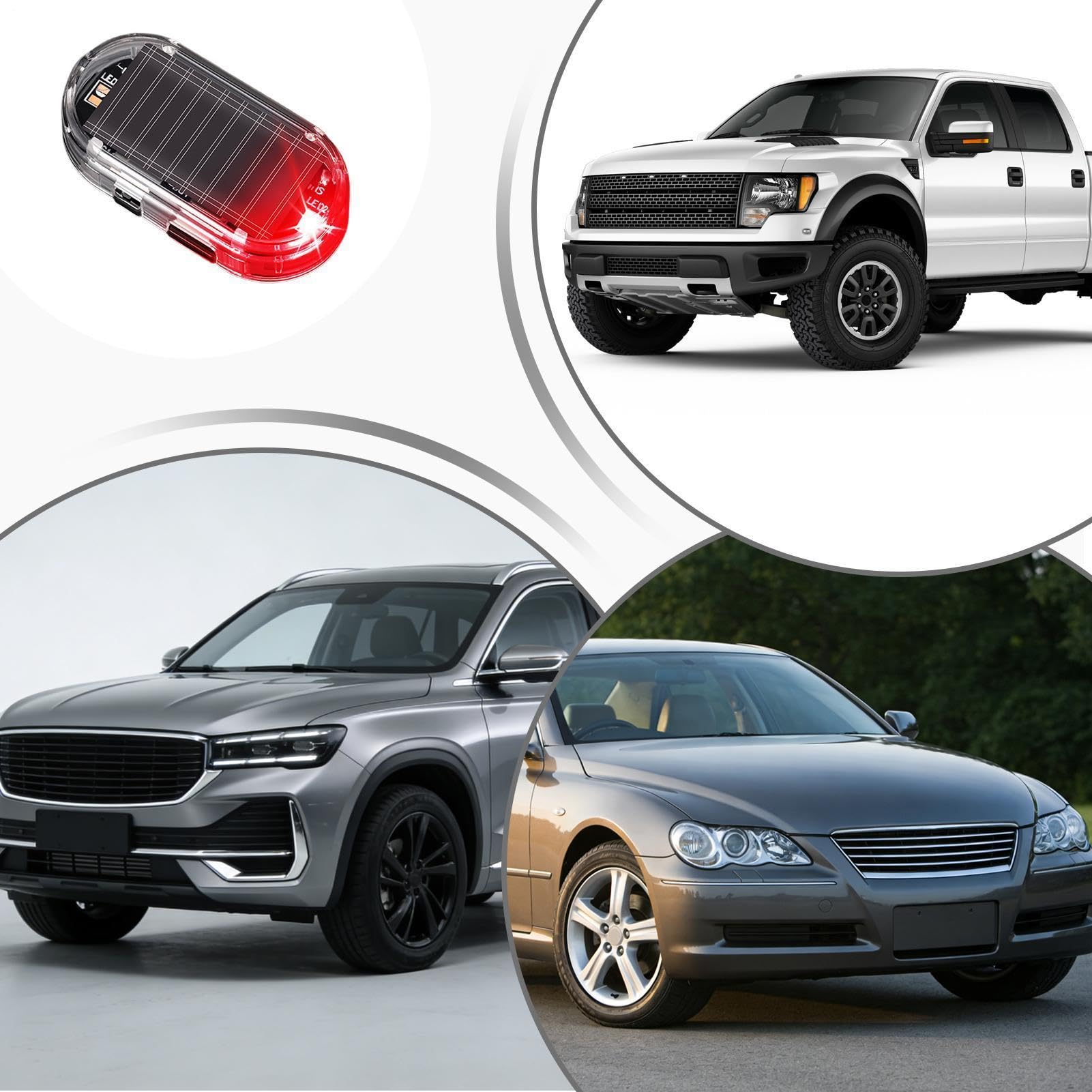 Luce lampeggiante di allarme auto ricaricabile solare LED antifurto per autovetture