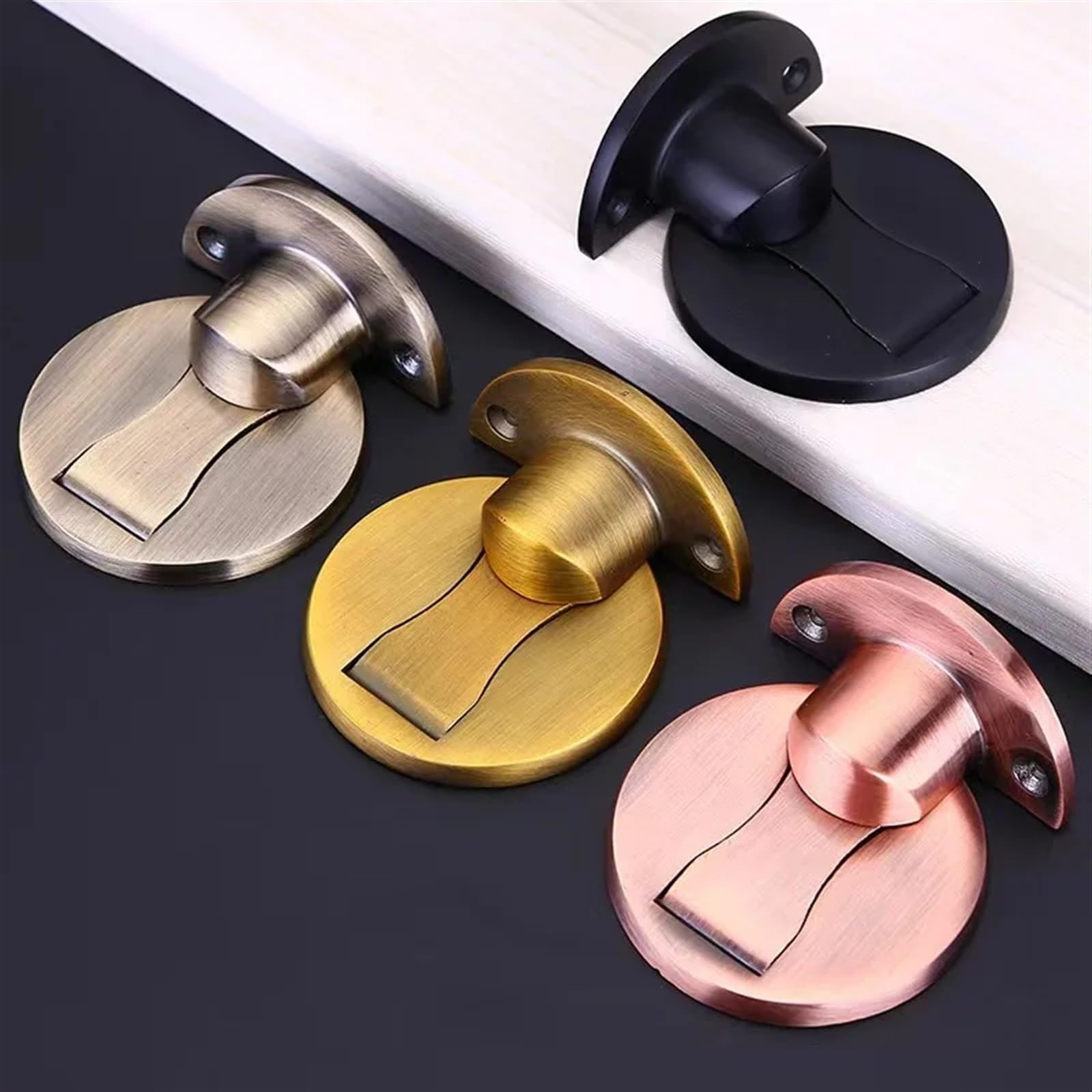 Butoir de porte pour toilette et salle de bain magnétique discret en inox perforé