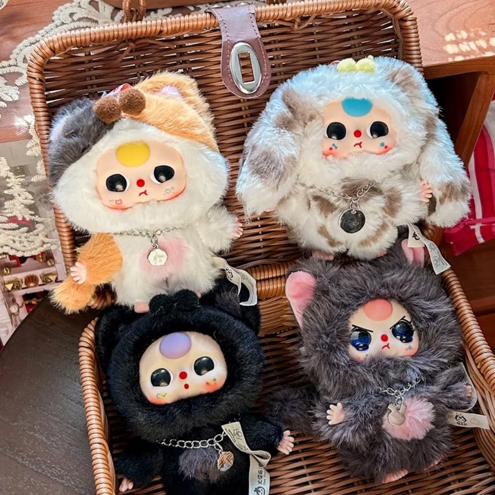 Baby Three Cat and Dog Series Plush Blind Box (1 of 10 Possible Styles) Cute Figures Collectible Toys Birthday Gifts (1Pc-Blind Box)