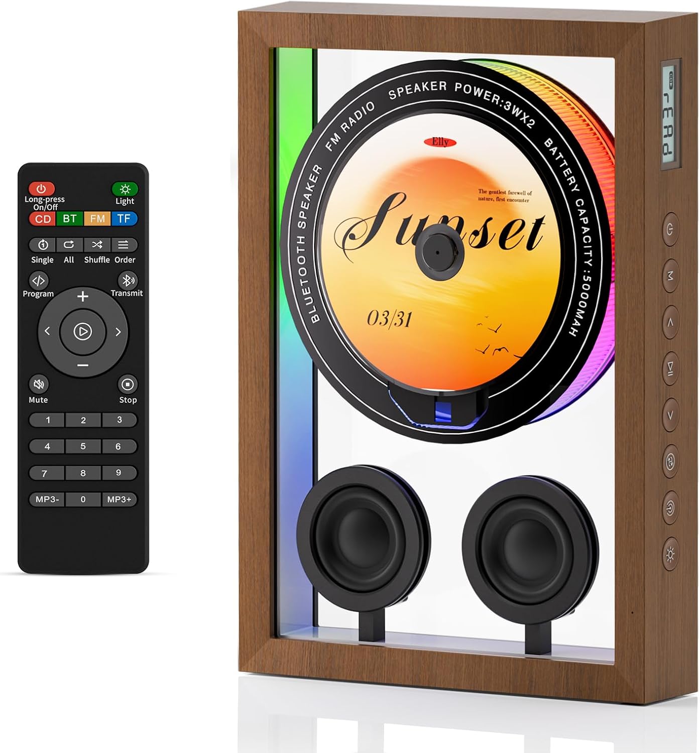 Vertical CD Player with Bluetooth 5.4,HiFi Speakers CD Player for Wall Home