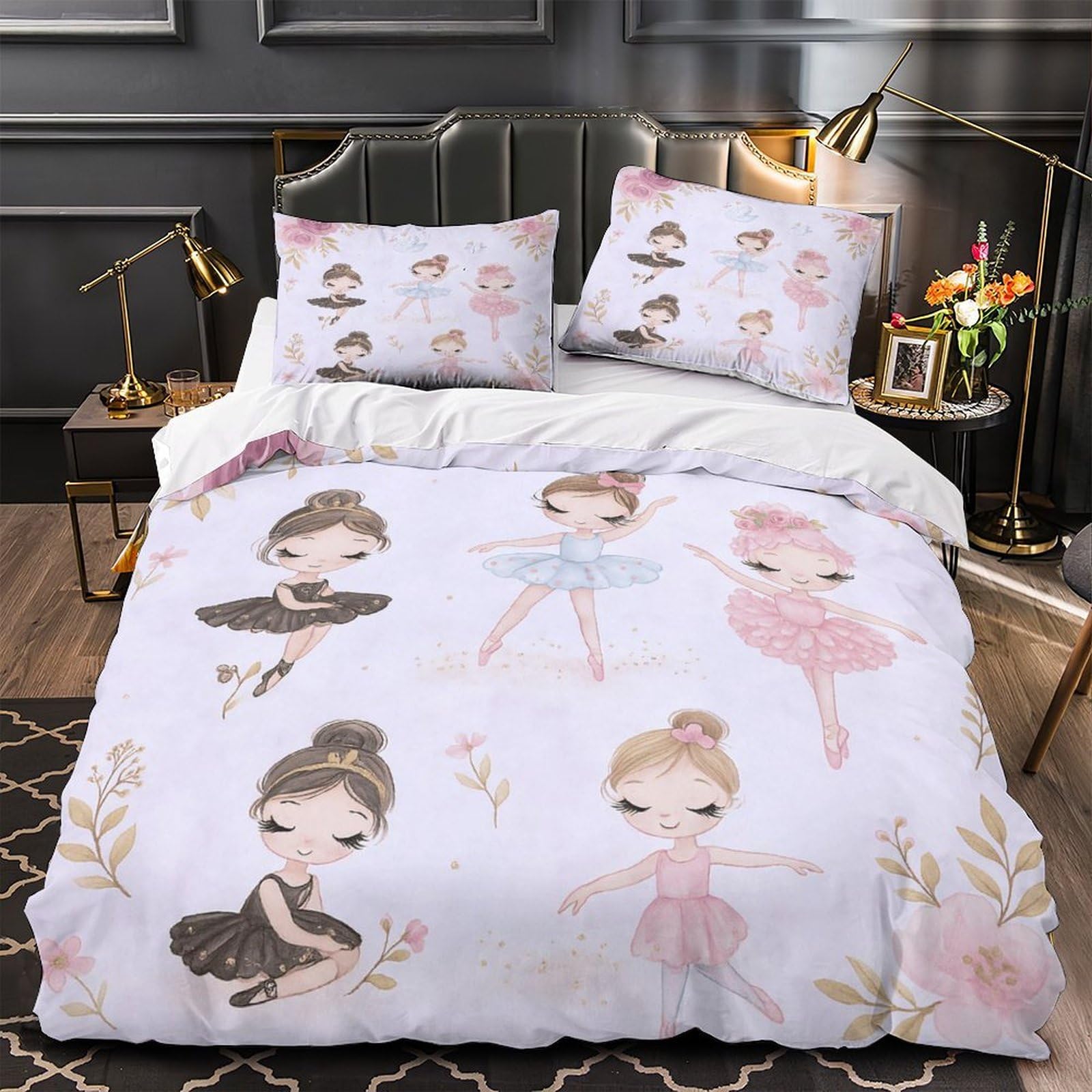 Parure de lit microfibre 135x200cm avec housse de couette imprimée 3D dessin animé et zip adulte