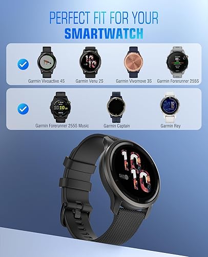 Miniatura 2 de MoKo 18MM Watch Band Compatible with Garmin Vivoactive 4SVenu 4 41mm3S2SForerunner 265S255S255S MusicVivomove 3S, Soft Silicone Replacement Watch