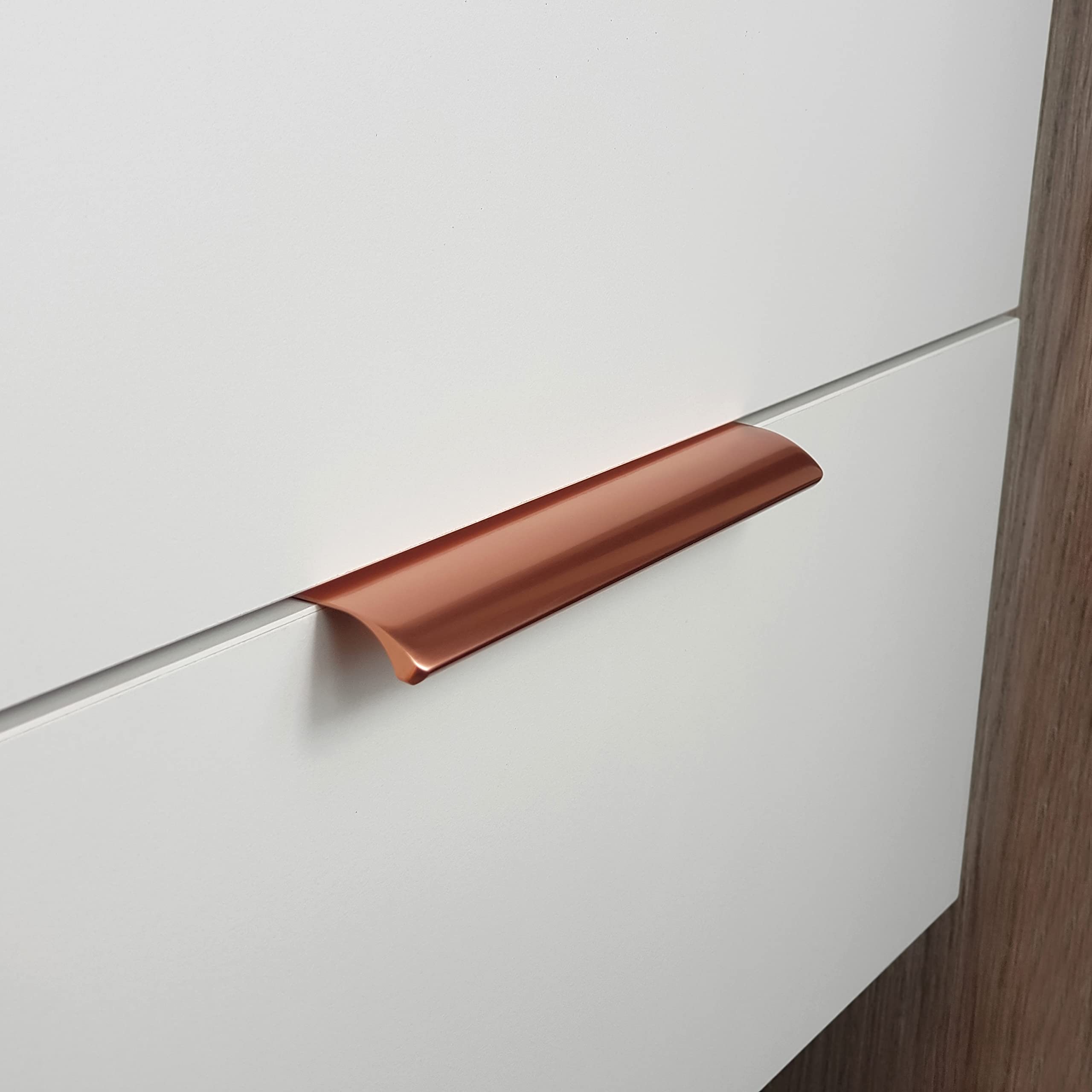 M4TEC Bar Kitchen Cabinet Door Handles Cupboards Drawers Bedroom Furniture Concealed Finger Edge Pull Handle for Wardrobe & Bedroom Cabinet Hardware Rose Gold. VD3 Series: 96 mm Pack of 10 - Image 4