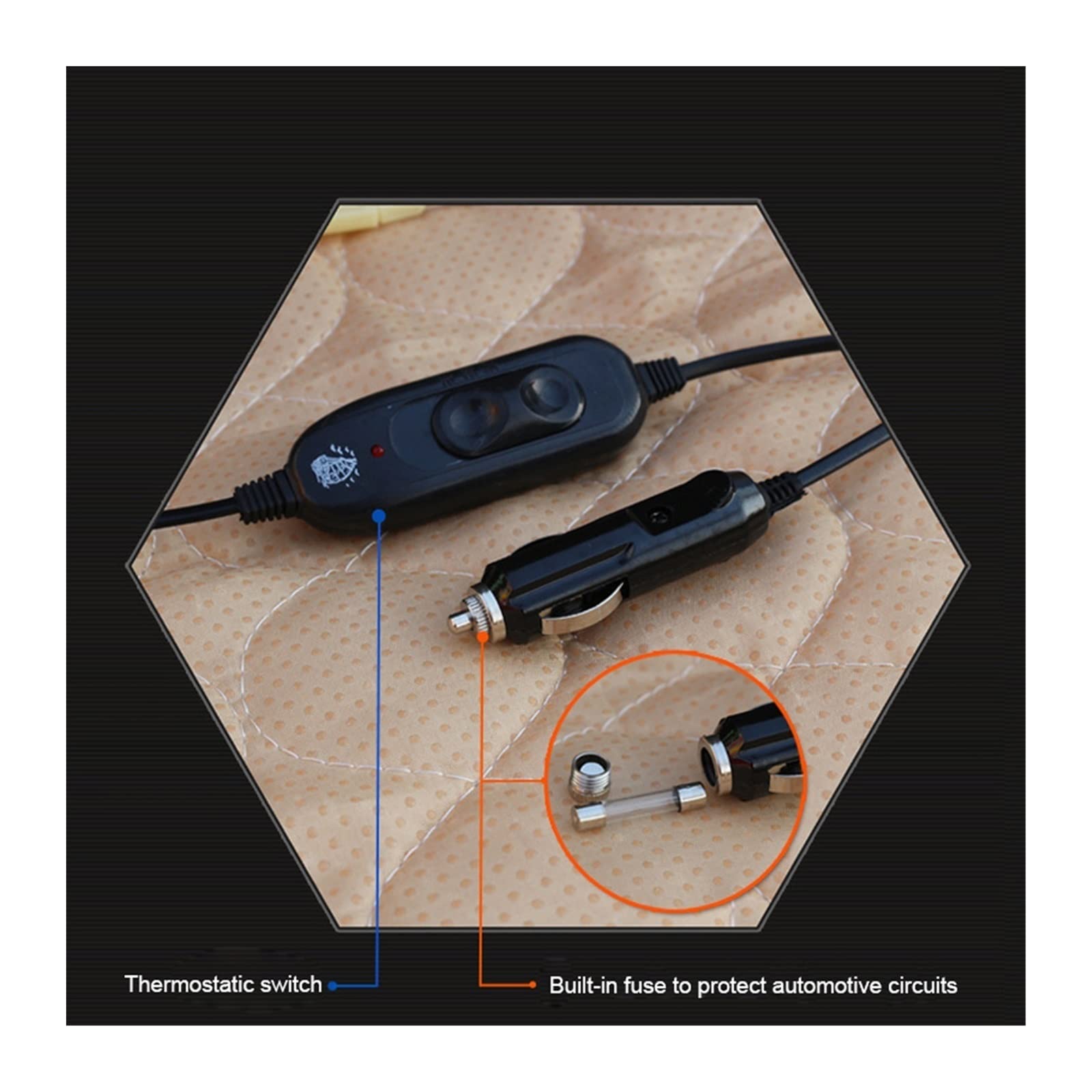 Manta calefactable for coche Manta calefactora eléctrica for coche Almohadilla de manta calefactora for el hombro Cuello Mantón de calefacción móvil Manta eléctrica de carga USB Manta eléctrica