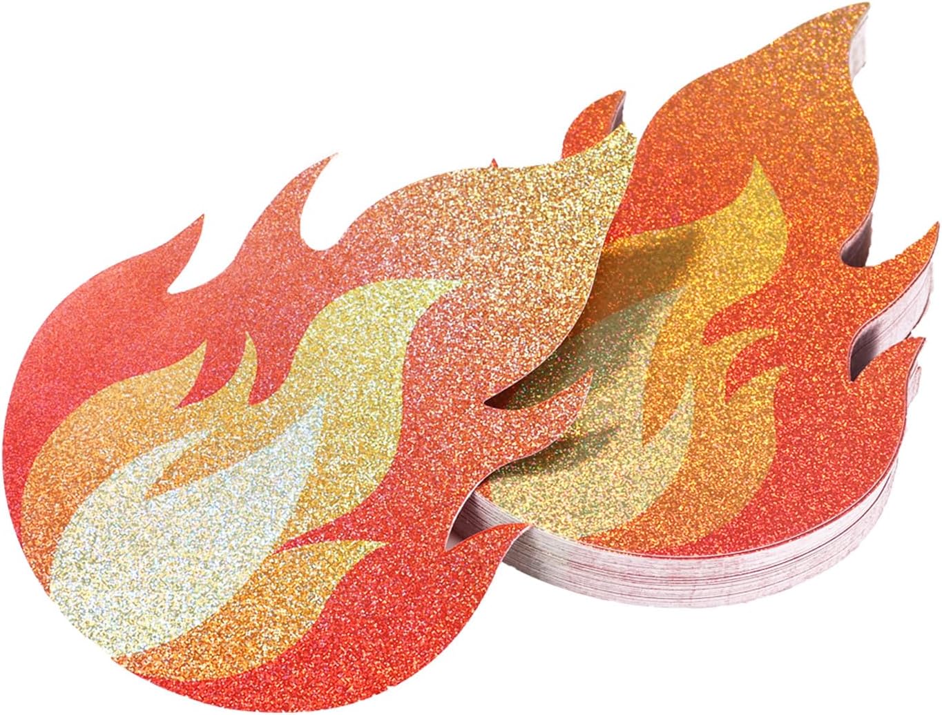 60pcs Glitter Fire Cutouts, 12x8.5cm/4.72x3.35in Paper Fire Cutouts