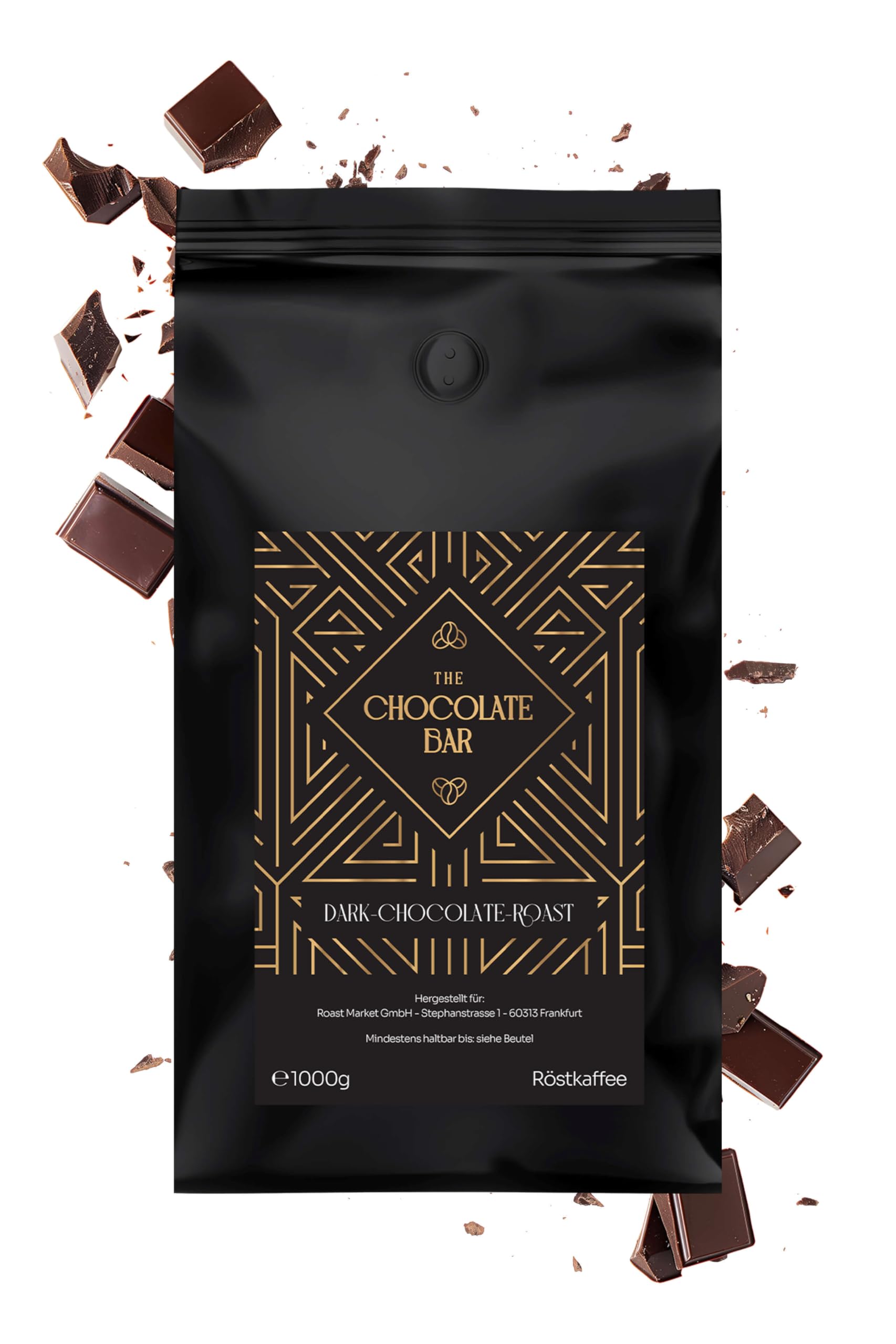 The Chocolate Bar 1kg | Espresso | Ganze Bohnen | 100% Robustabohnen | Dunkle Röstung | Intensive Aromen | Sehr wenig Säure |Ideal geeignet für Siebträgermaschinen, Espressokocher & Vollautomaten