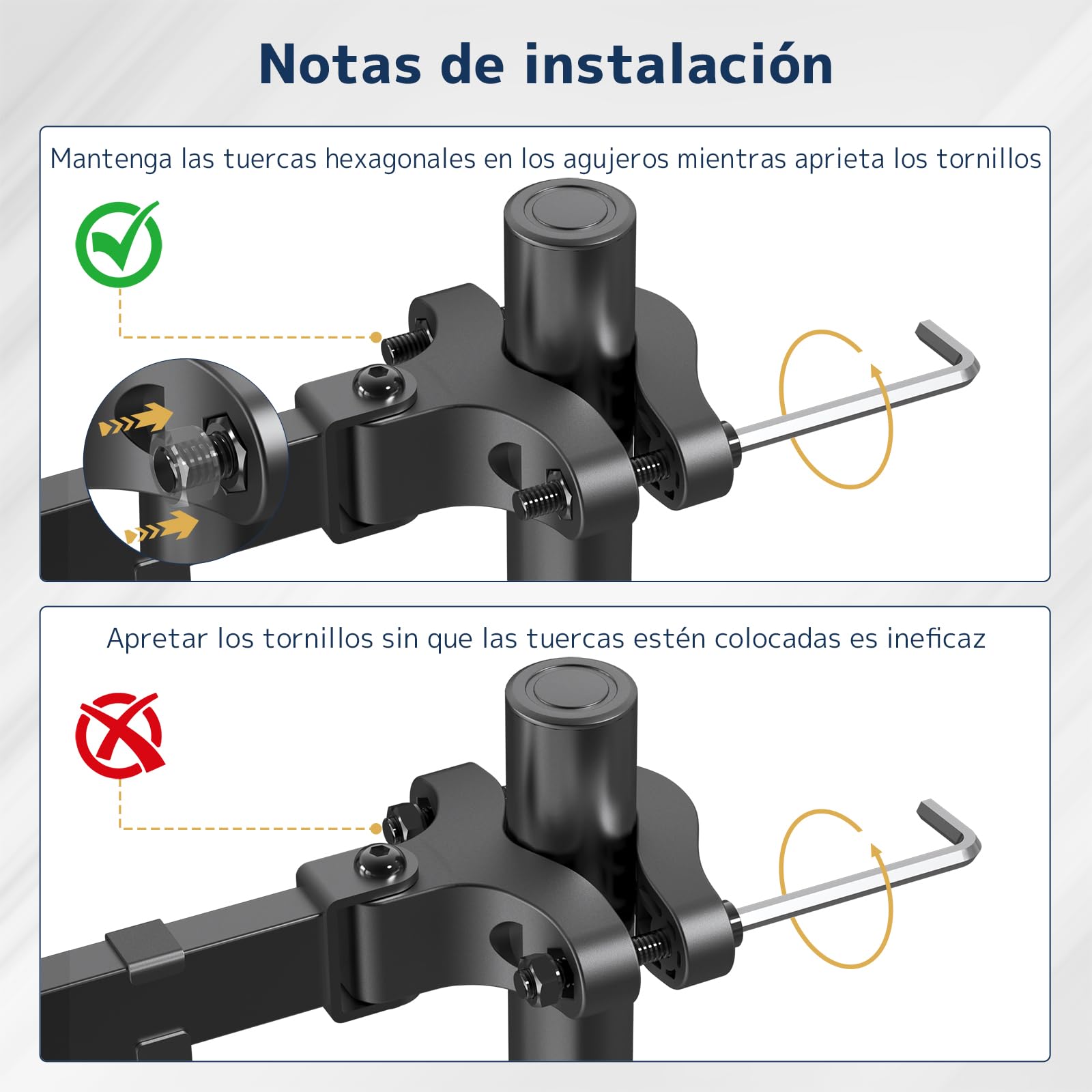 Soporte de Teclado para Poste 65,4 × 19,2 cm – Bandeja de Teclado Universal para Ø 28–60 mm, Rotación 360° e Inclinación Ajustable, Plataforma Ergonómica con Gestión de Cables, Negro