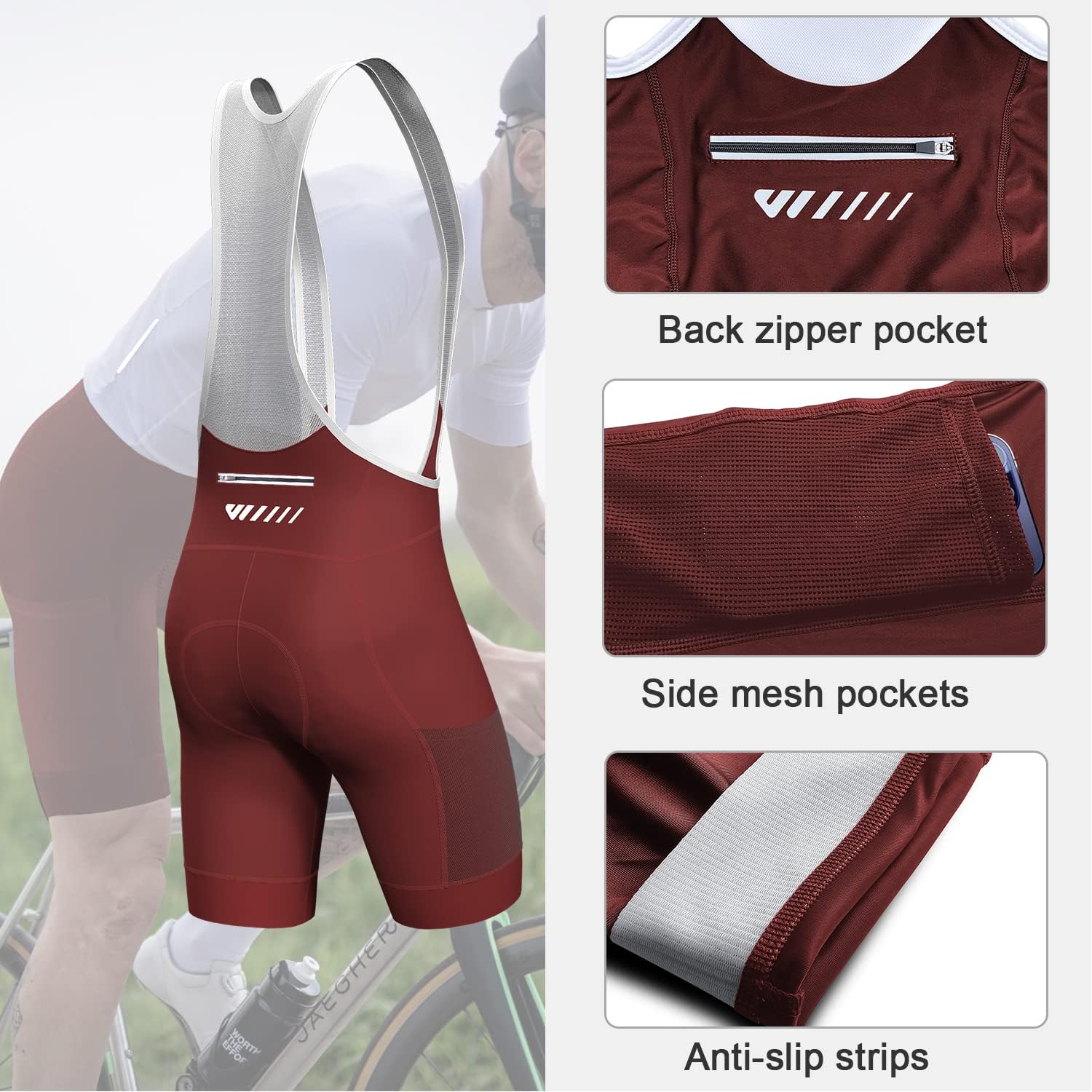 Lo.gas Logas Cycling Bib Shorts Men Cycling Shorts with Shoulder Straps Bike Biking Bibs with 4D Padding Breathable Quick-Dry - Image 5