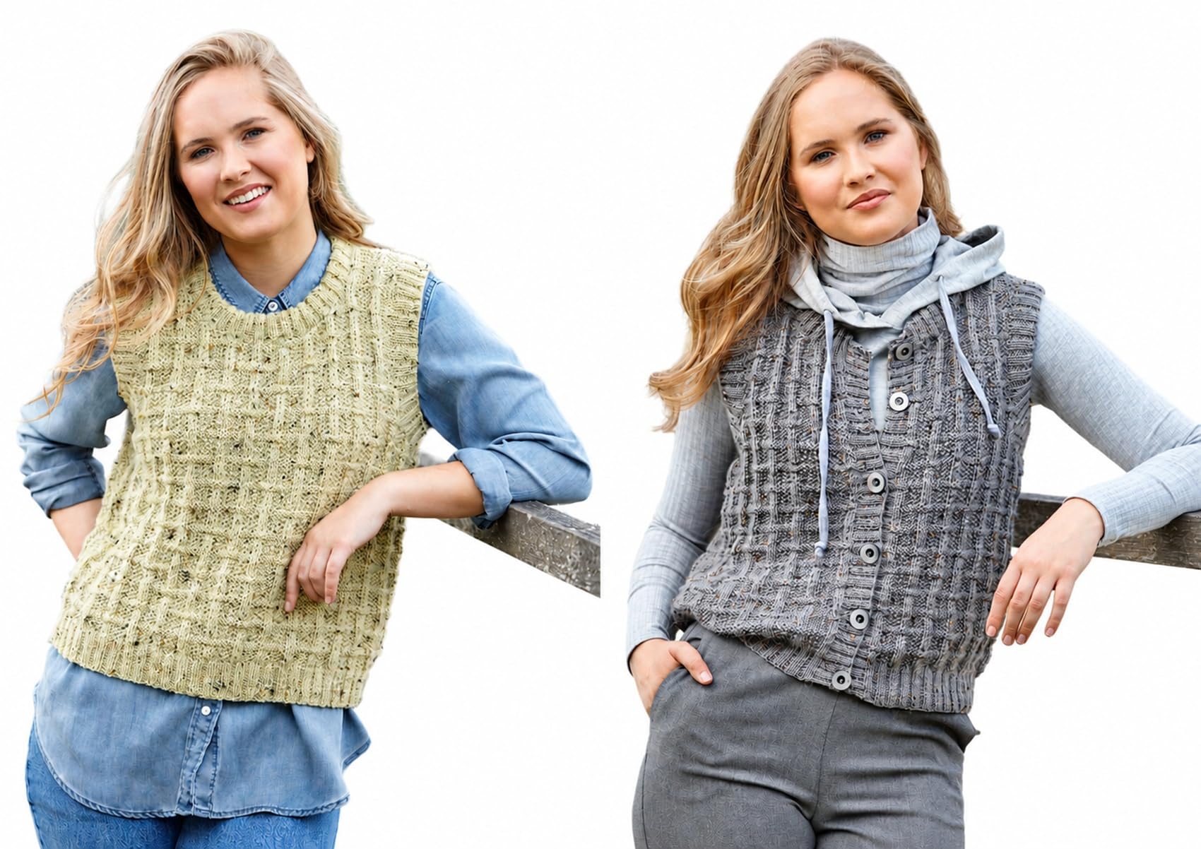King Cole DK Knitting Pattern - 6100 Ladies Tank & Waistcoat