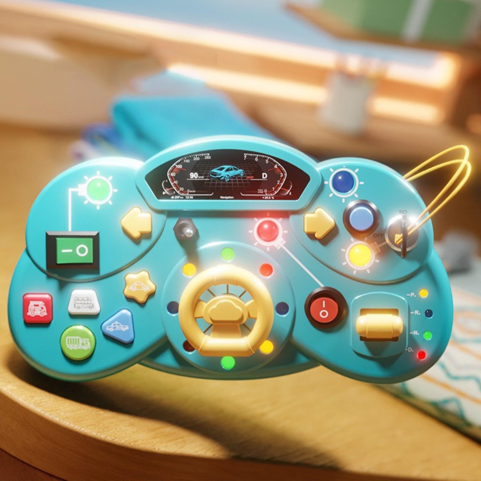 Toddler Toys LED Busy Board, Montessori Toy for 1-3 Year Old, Kids Sensory Board, Light Switches Preschool Learning Activities Portable Travel Toy for 1+ Year Old Boys & Girls