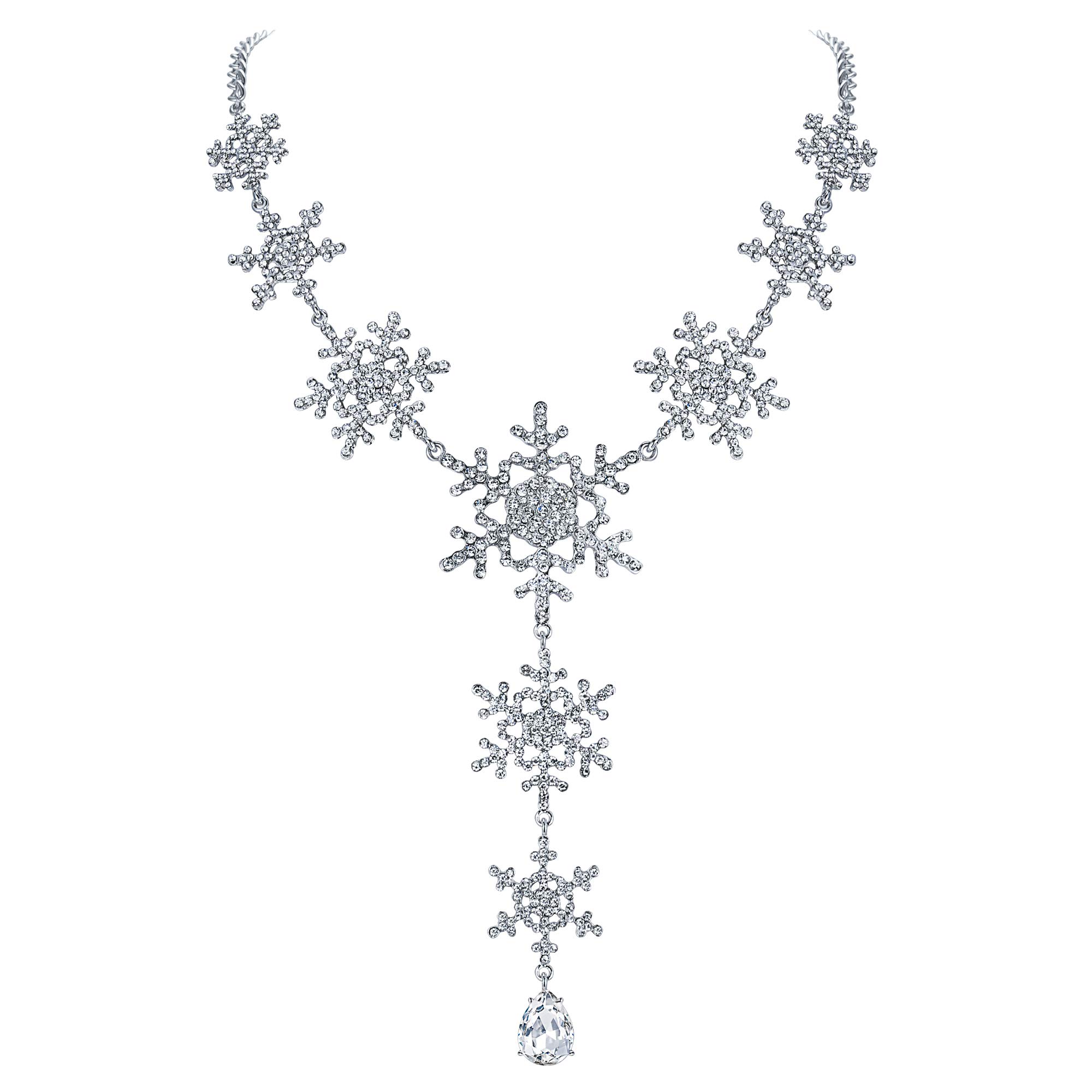 EVER FAITH Gold-Tone Winter Snowflake Austrian Crystal Necklace Pendant