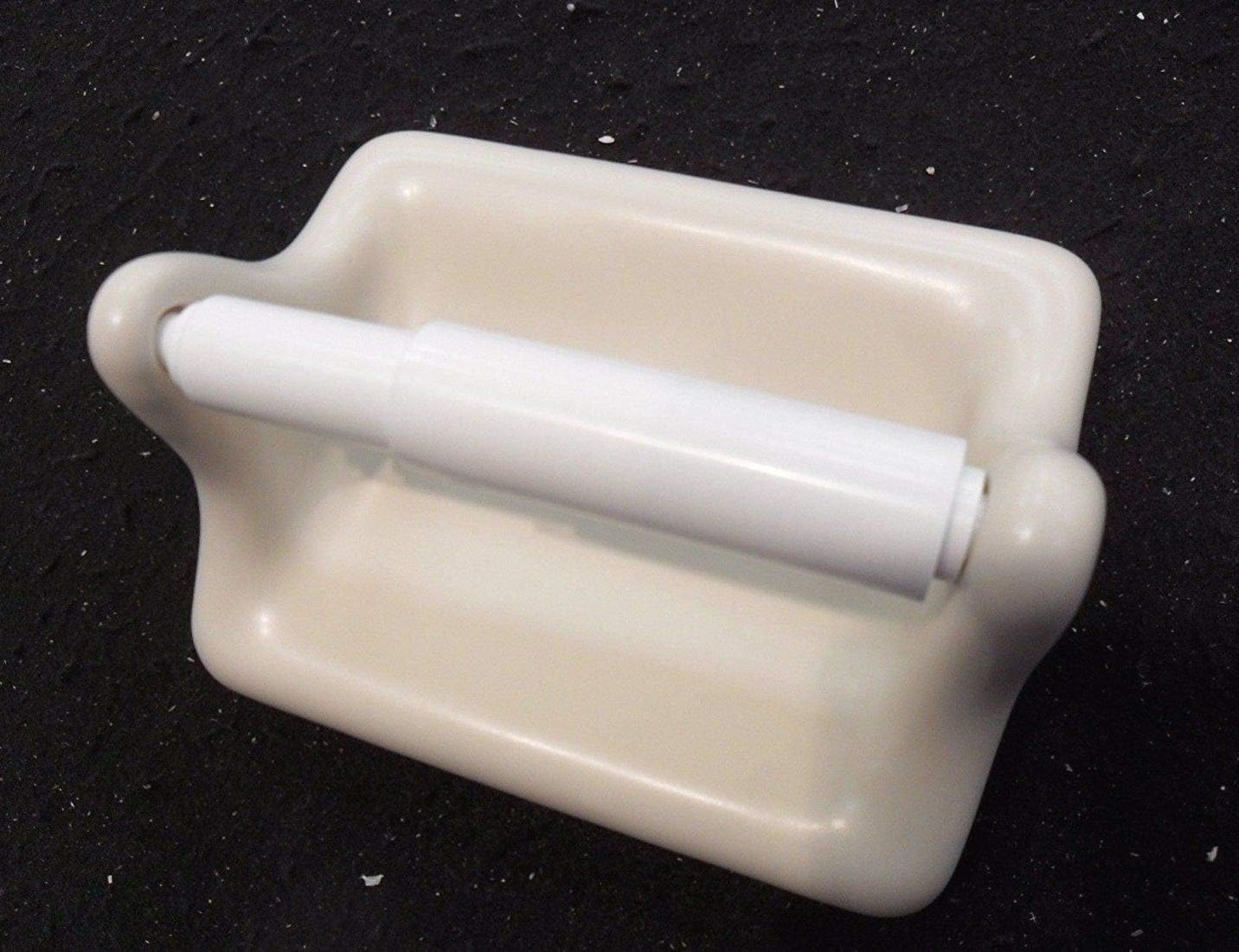 Squarefeet Depot Toilet Paper Tissue Holder Almond Glazed Ceramic with Roller