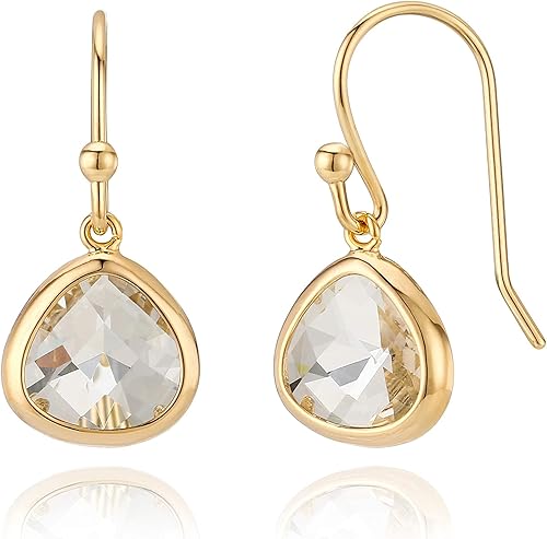 14k Gold-Plated Cubic Zirconia Rhinestone Earrings - Hypoallergenic, Lightweight Clear Crystal Dangle Earrings for Brides, Elegant Minimalist