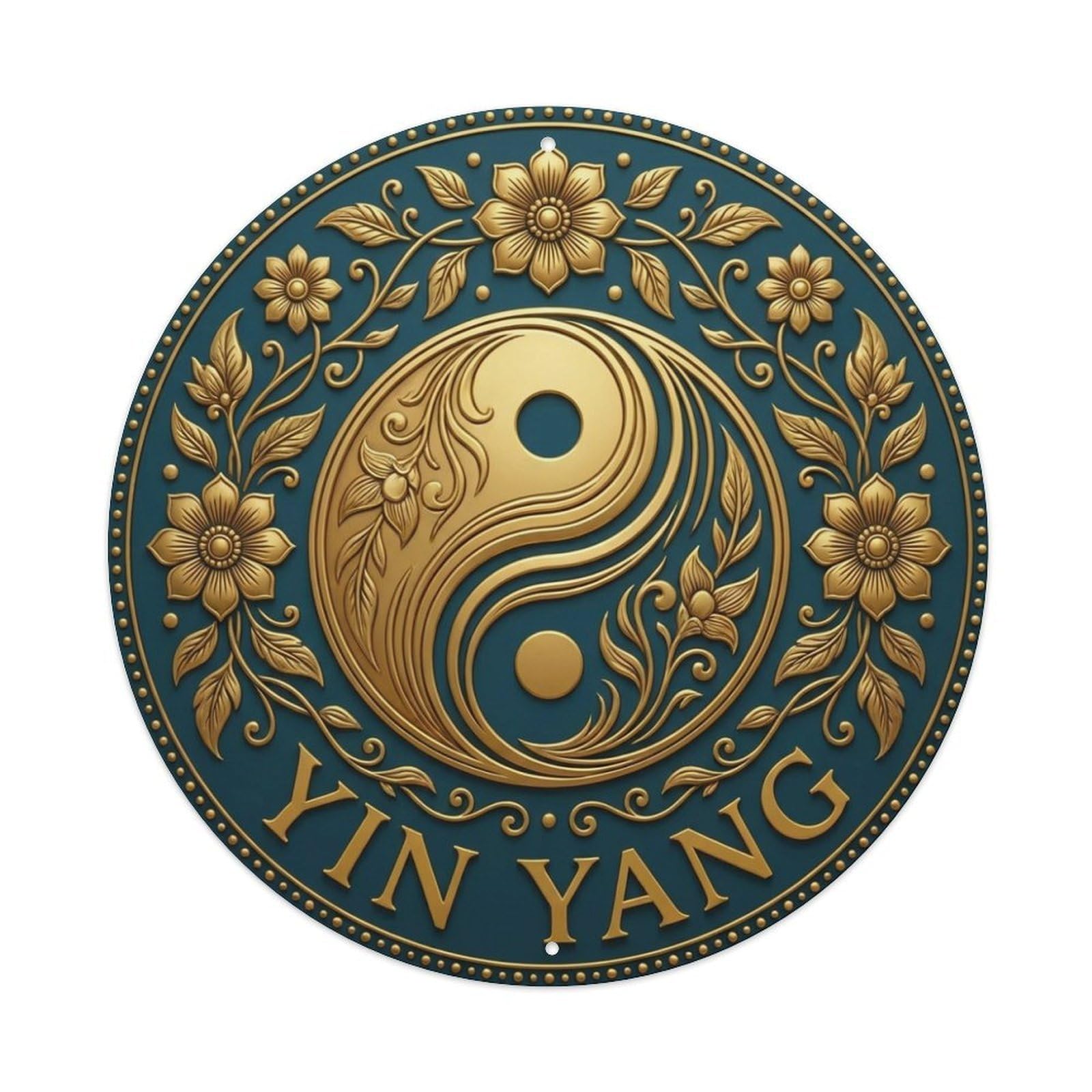 Vintage Yin Yang Flower Zen Yoga Metal Tin Sign