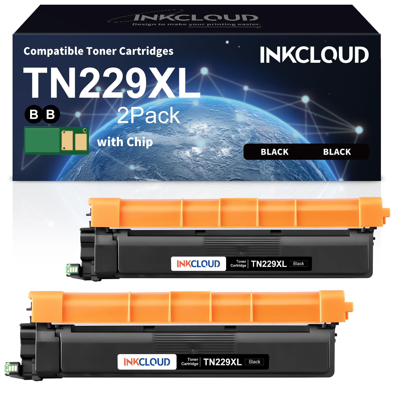 INKCLOUD TN229XL Black High Yield Toner Cartridges Compatible Replacement for Brother TN229XL TN229 TN229XLBK Toner for HL-L3280CDW MFC-L3780CDW