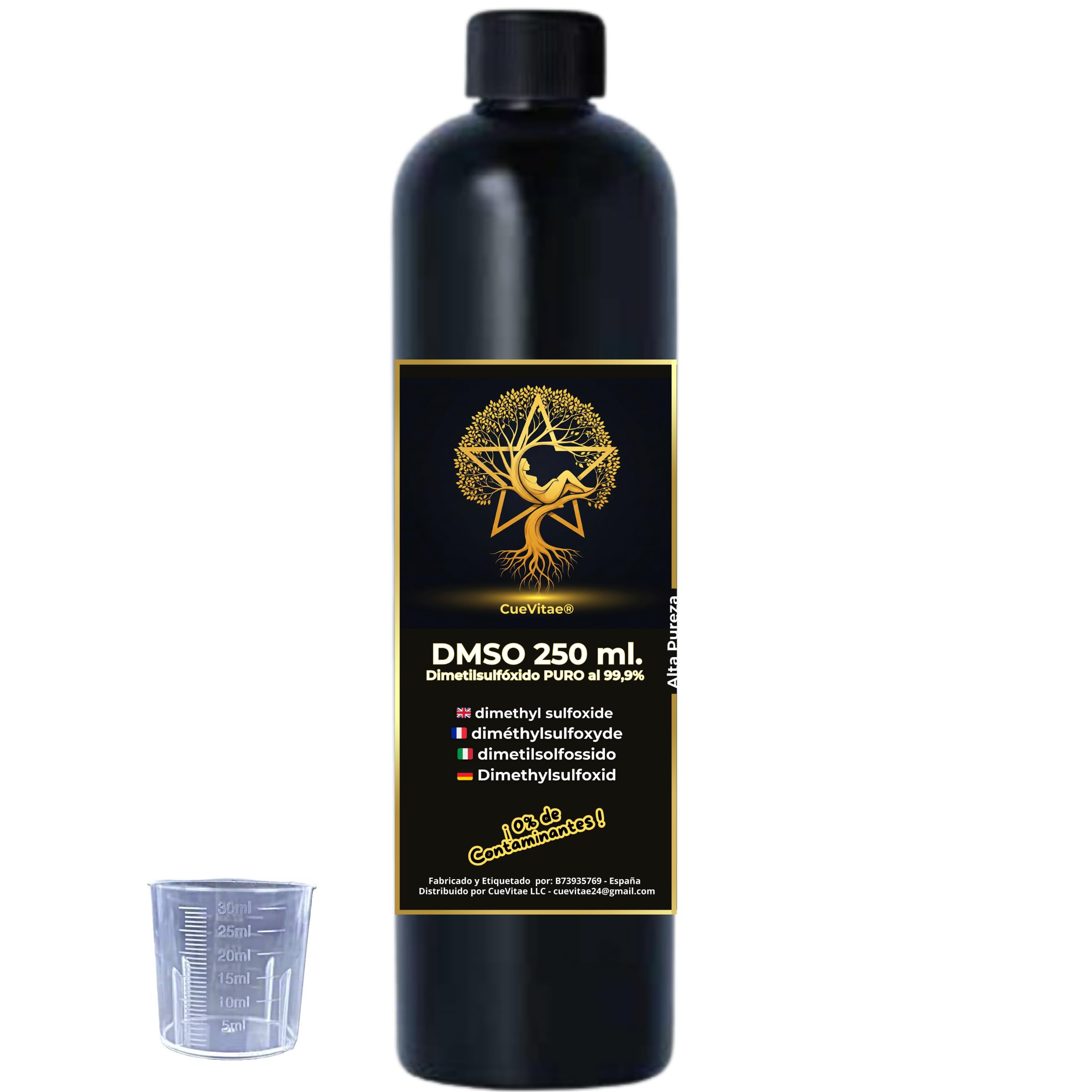 DMSO 250 ml | Diméthylsulfoxyde Pureté Minimale [99,9% HDPE] | Qualité Laboratoire | Solvant Organique Liquide