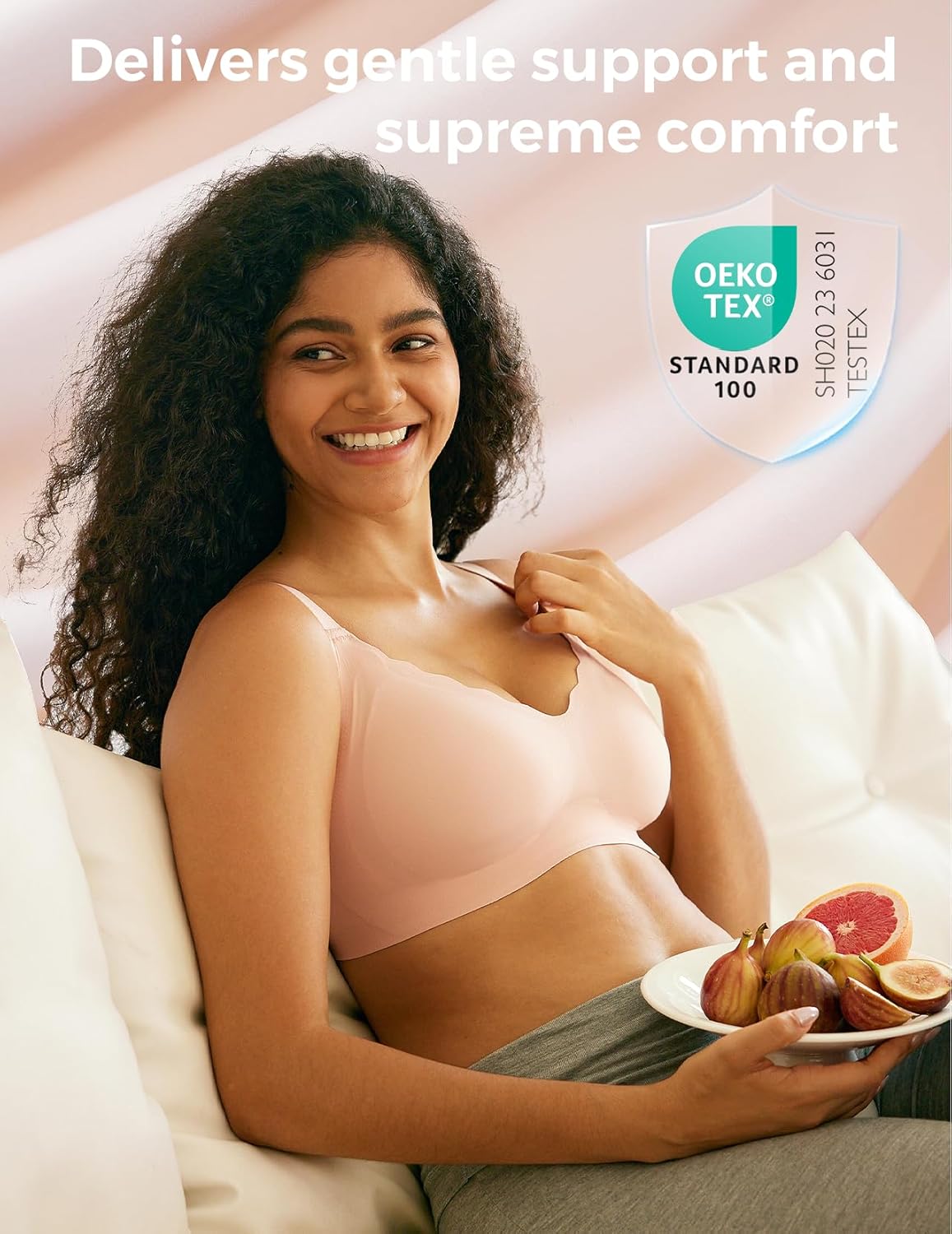 Momcozy Wireless Seamless Bras for Women, Ultra-Comfort Everyday T-Shirt Bras, Breathable Maternity Bras with Scallop Edges - Image 2