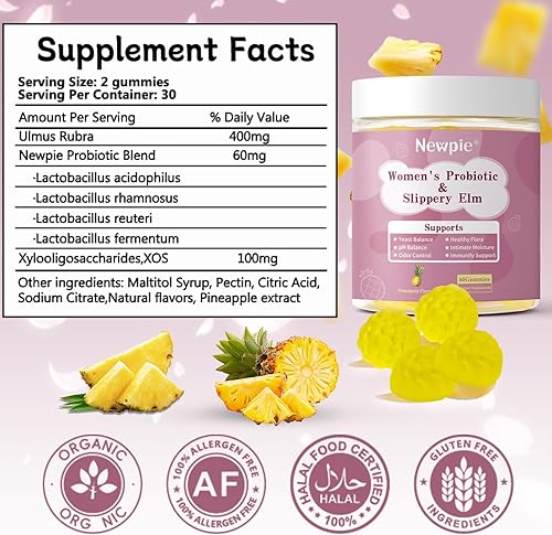 Miniatura 2 de Her Juicy - Gomitas probióticas para mujer, sabor a piña, contiene olmo resbaladizo y mezcla de probióticos para ayudar a las partes privadas de las