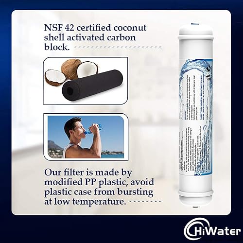 Miniatura 3 de Paquete de 2 filtros de agua en línea de 14 pulgadas, cartucho de repuesto de conexión rápida, filtro de bloque de carbón activado en línea para