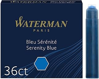 Waterman cartuchos de tinta | color "azul serenidad" | tamaño estándar (paquete de 36)