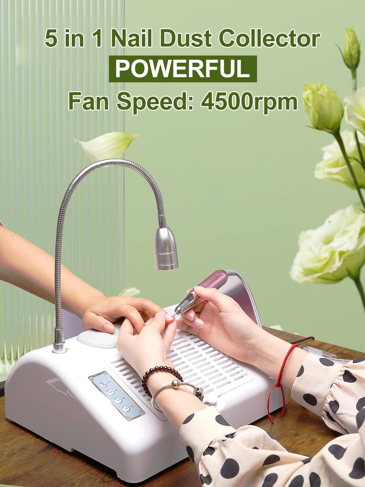 Condition photo showing New/Like New for Nail Dust Collector 5 in 1-Professional 30000rpm Electric Nail Drill Machine / UV LED Nail Lamp for Manicure in Salon & Home