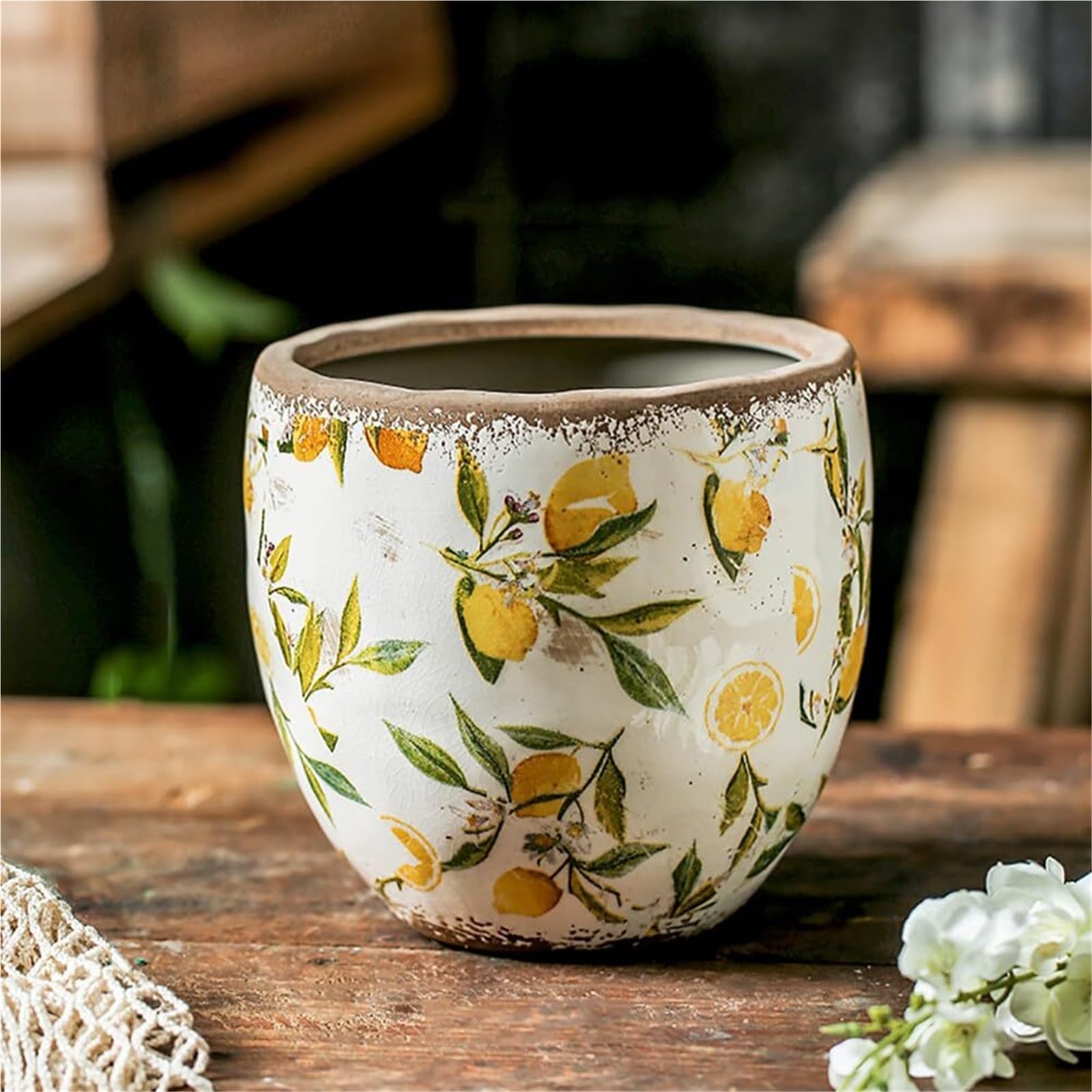 Doniczki na rośliny Ceramiczne doniczki na rośliny ogrodowe i przeszklone sukulenty prezenty dla miłośników roślin (żółty, bez dziury)