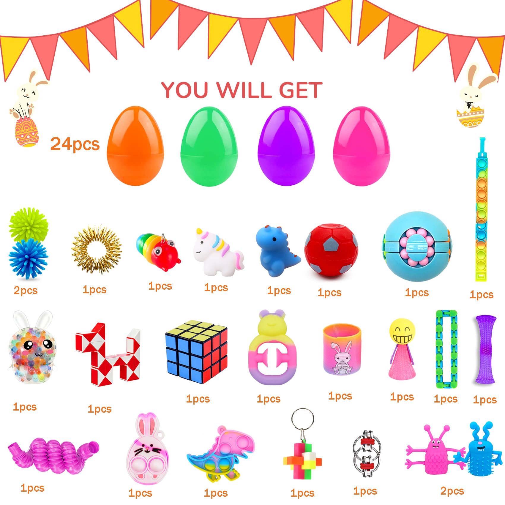 24 Ostereier Gefüllt Mit Spielzeug | 30 Mini-Überraschungen Für Osterjagd, Partygeschenke & Kinderaktivitäten (inkl. Frösche, Autos, Tumbler)