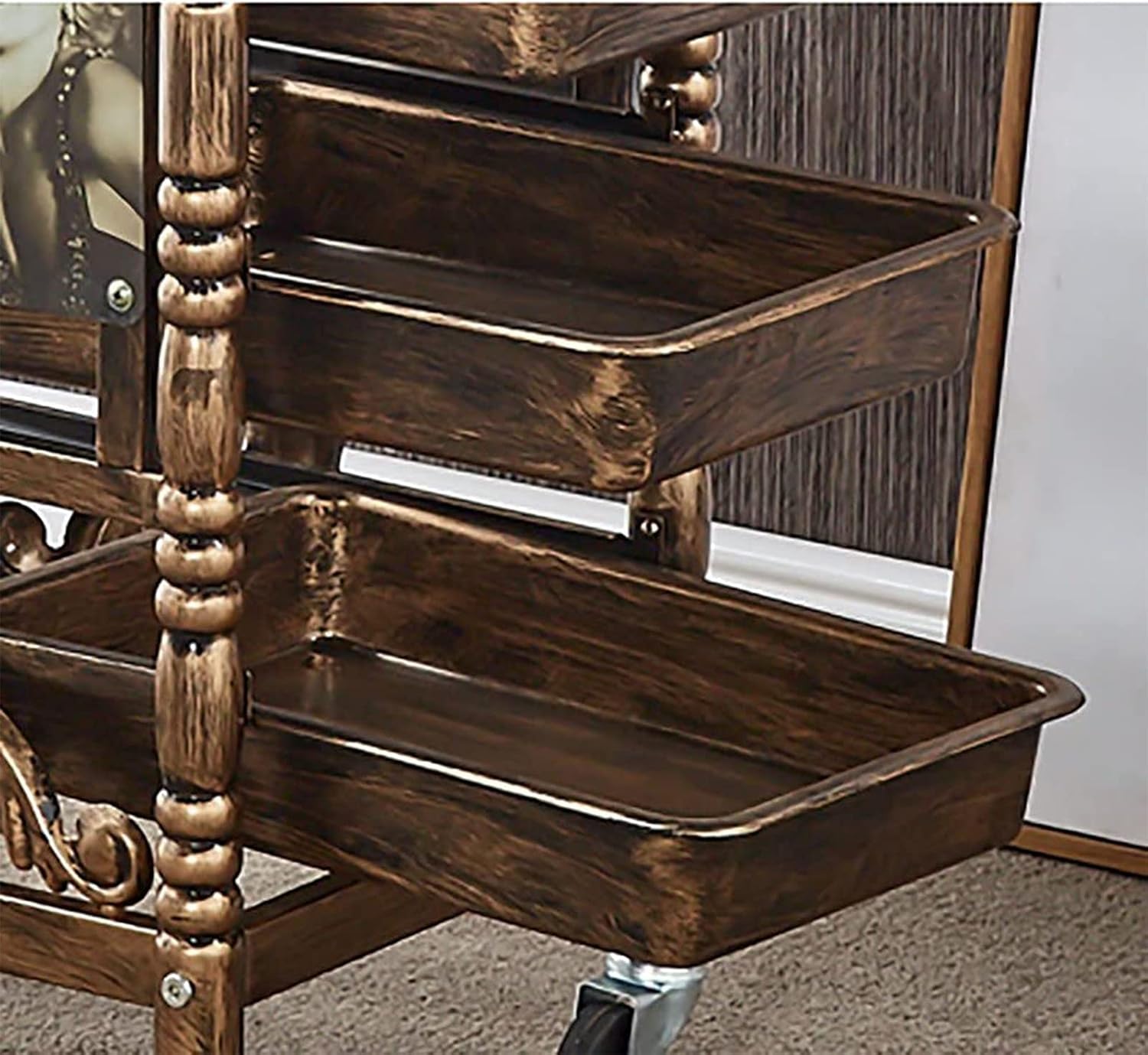 Hairdressing Trolley Vintage Frame with Drawers, Beauty Salon Tray Rolling Cart, Hair Dryer Holder, 5-Drawer Rolling Trolley Cart,