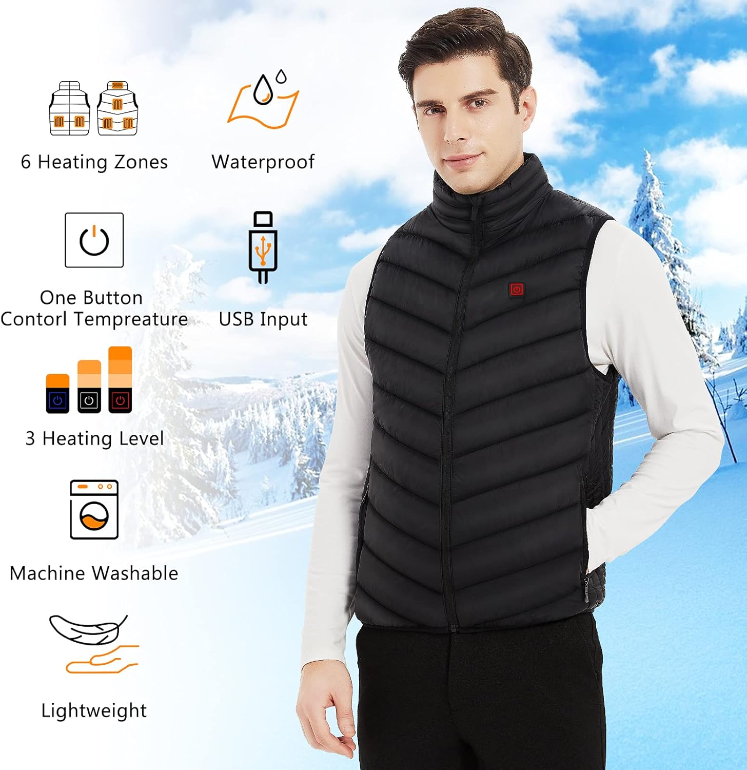 Heated Vest, Unisex Warming Heated Vest for Men Women, Electric Heating Vest for Hunting Fishing (Battery No Included) : Sports & Outdoors