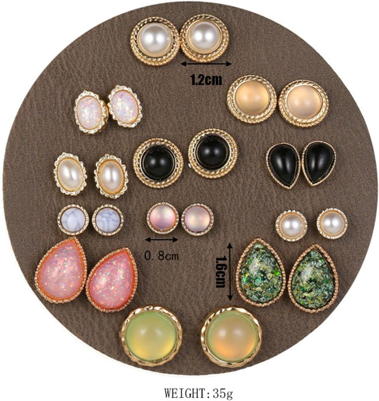 12 Pairs Bohemian Turquoise Stud Earrings Set for Women Fashion Colorful Faux Mixed Sizes Round Ball Ear Studs Earrings Handmad Turquoises Flower Earring Boho Ethnic Charm Jewelry - Image 7