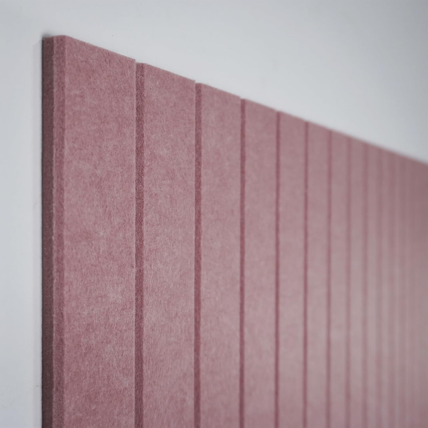 Cork Board Alternative-Felt Slat Wall Paneling,Office Bulletin Board for Decoration, Suitable for Displaying Photos and Documents, with Removable Adhesive Labels,12-Pack (Pink)